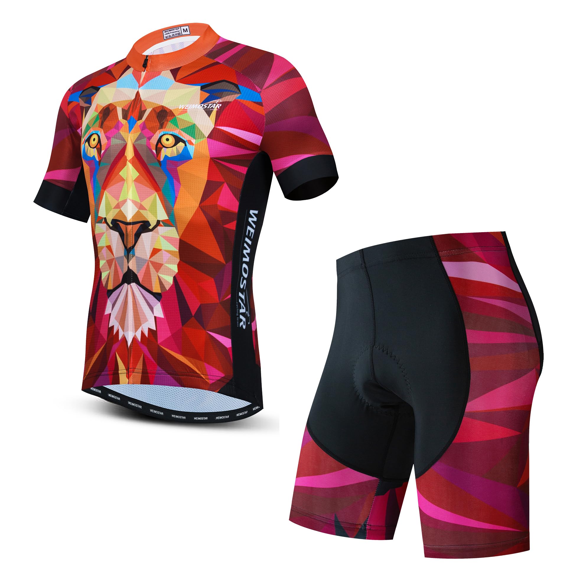 Hotlion Men's Cycling Jersey Sets Gel Pad Summer Bike Clothing Suit Breathable Bike Clothes with 3 Rear Pockets