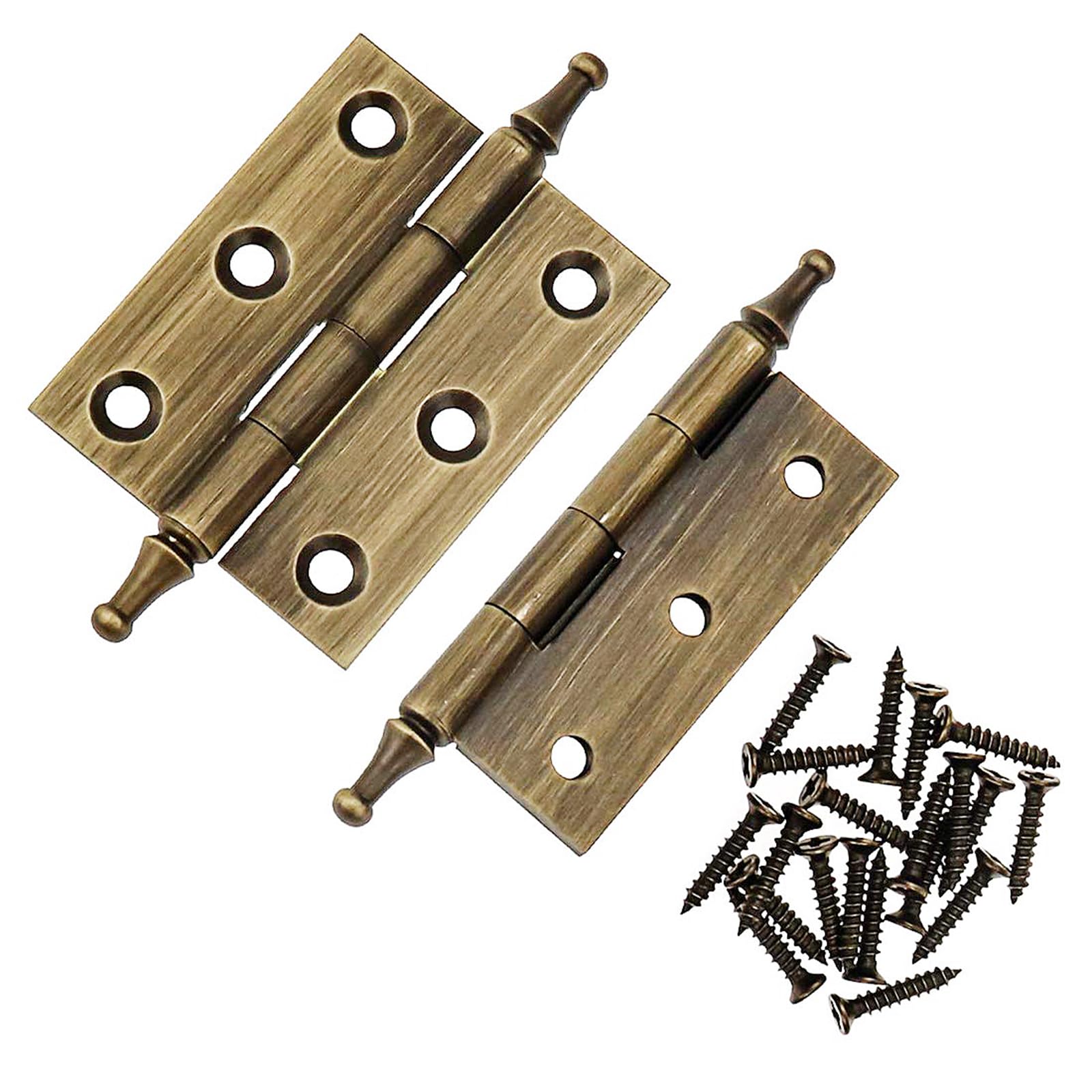 2 Inch Folding Butt Hinges 2Pcs, 2.95 Inch Shaft, Brass Cabinet Door Hinges with Ball Finials for Drawers, Wardrobes & Wooden Boxes, Antique Oil Rubbed Bronze, 1.97 x 1.54 Inch Mounting Plate