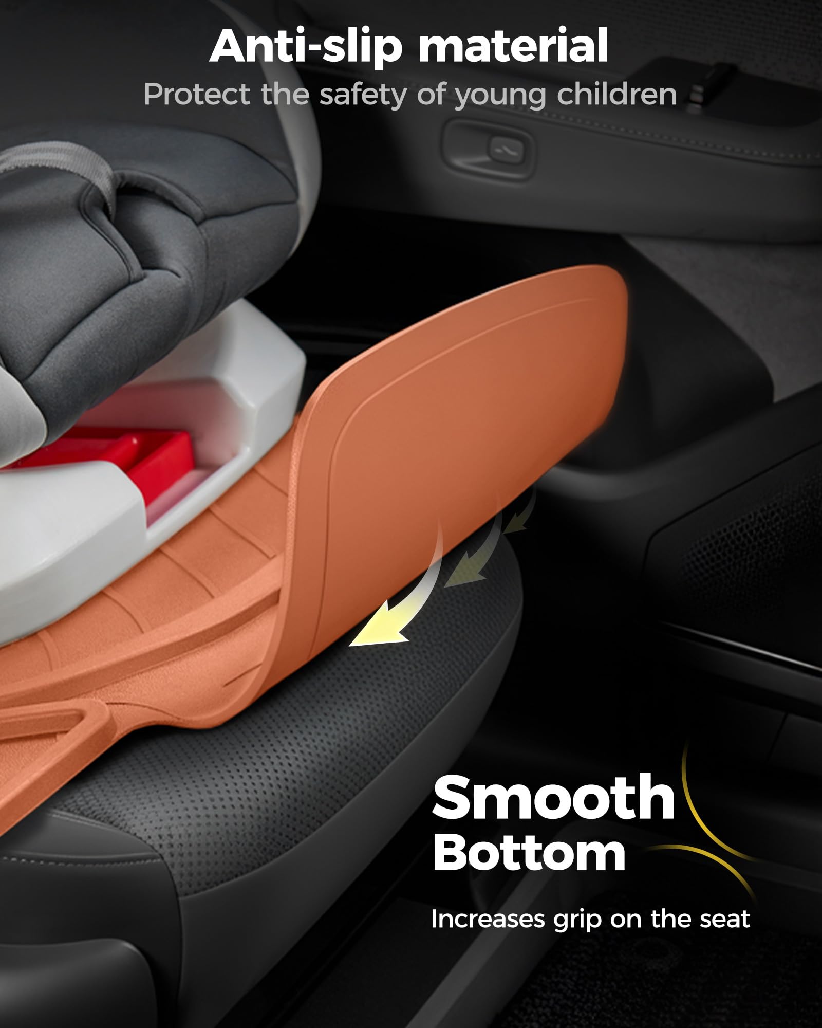 3W ISOFIX podkładka na fotelik samochodowy, kolor pomarańczowy, uroczy wzór misia, wodoodporna i antypoślizgowa, trwała nakładka na fotel samochodowy, czarna