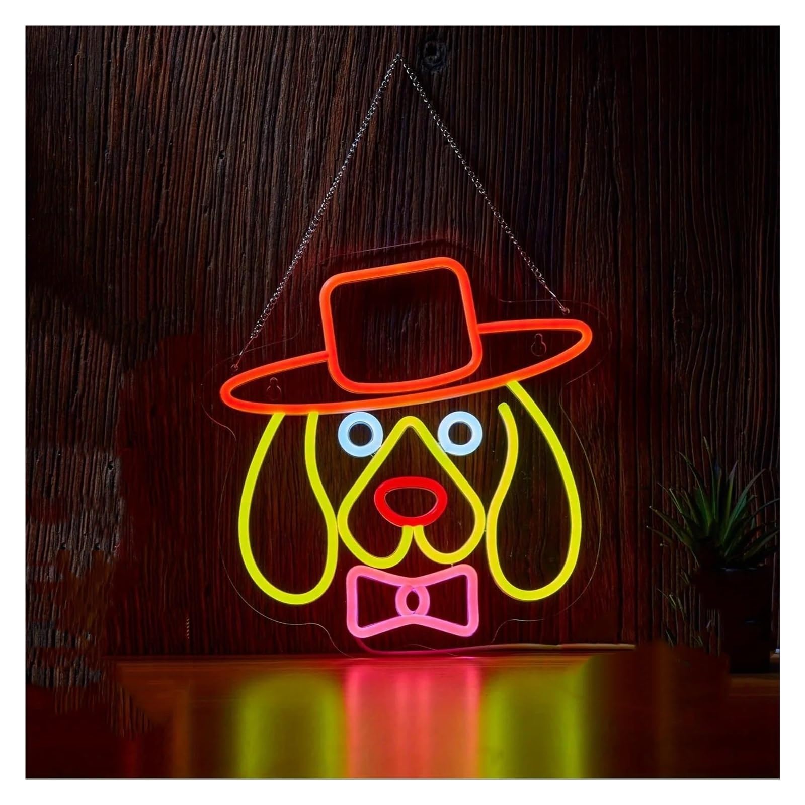 LEMST Sign Lamp Denim Dog Neon, Cowboy Hat Light with Dimmable Switch, Suitable for Pet Store Art Decoration Lights 30x30cm