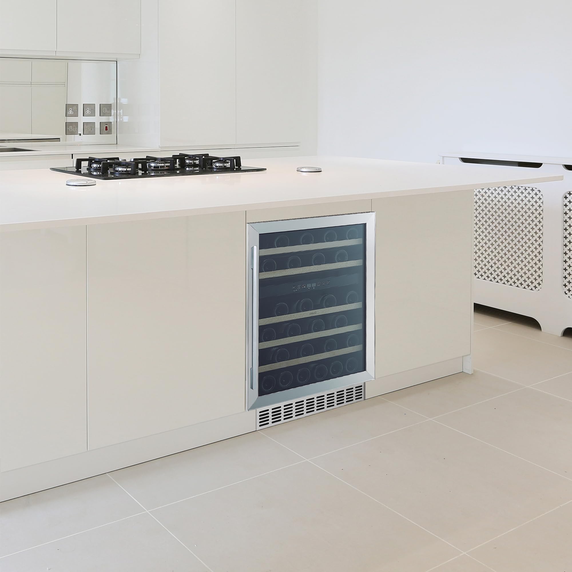 Cata Vinoteca VI 59082 X/A No Frost de Encastre Total Capacidad 46 Botellas con Dos Zonas de Temperatura Control Electrónico y Panel Touch Luz Interior LED Puerta Reversible Ancho 59,5 cm Color Inox
