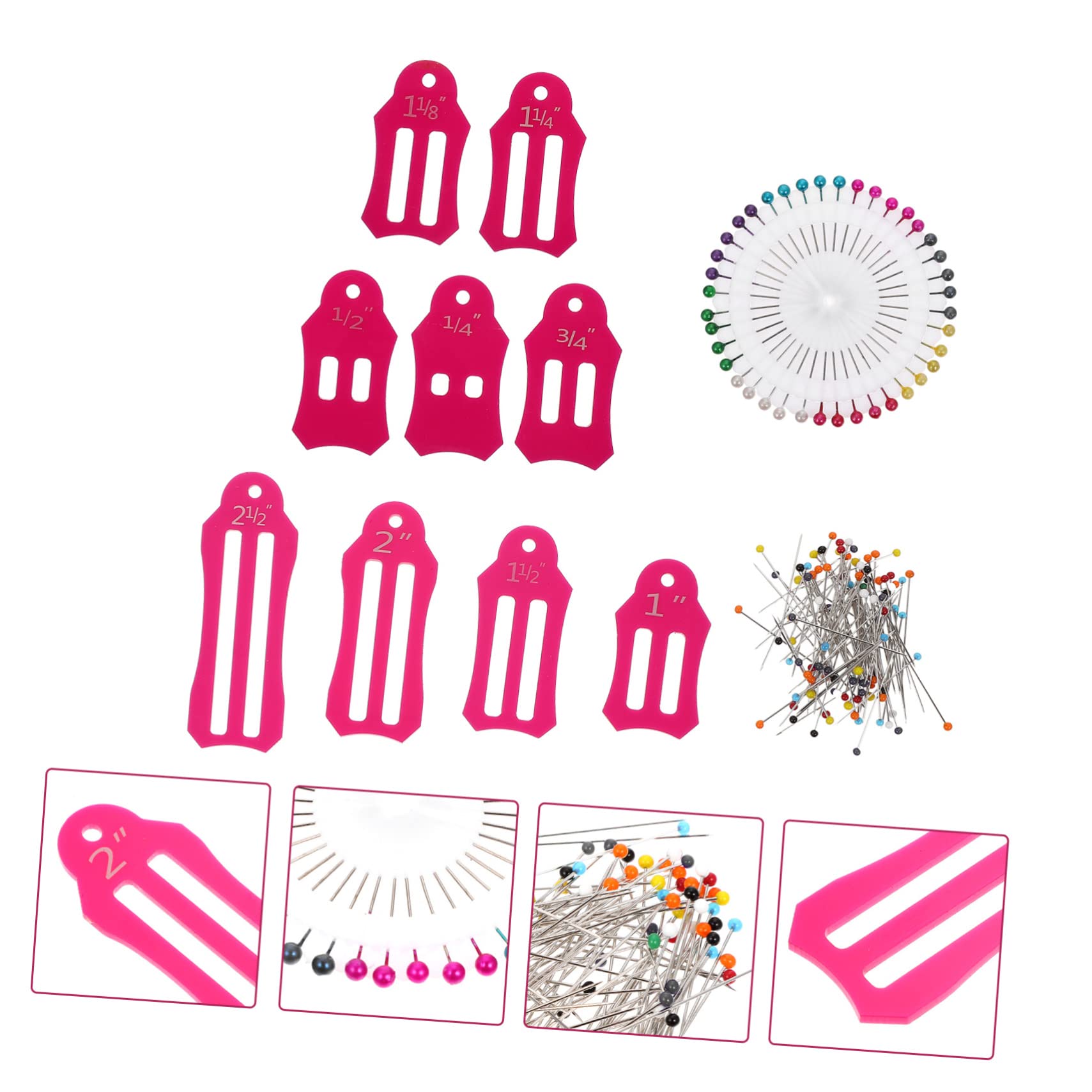 SHINEOFI 3juegos Kit De Herramientas De Costura Alfileres De Localización y Regla Plegable Para Patchwork y Manualidades Incluye De Regla y Alfileres De Para Proyectos Creativos