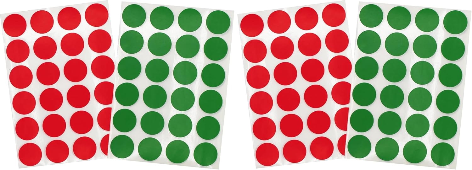 ChromaLabel 3/4 Inch Circle Sticker Labels, Easy to Write On Round Label Stickers, Permanent Adhesive Sticky Dots - 1200 Colored Dot Stickers per Variety Pack, Red and Green (Pack of 2)