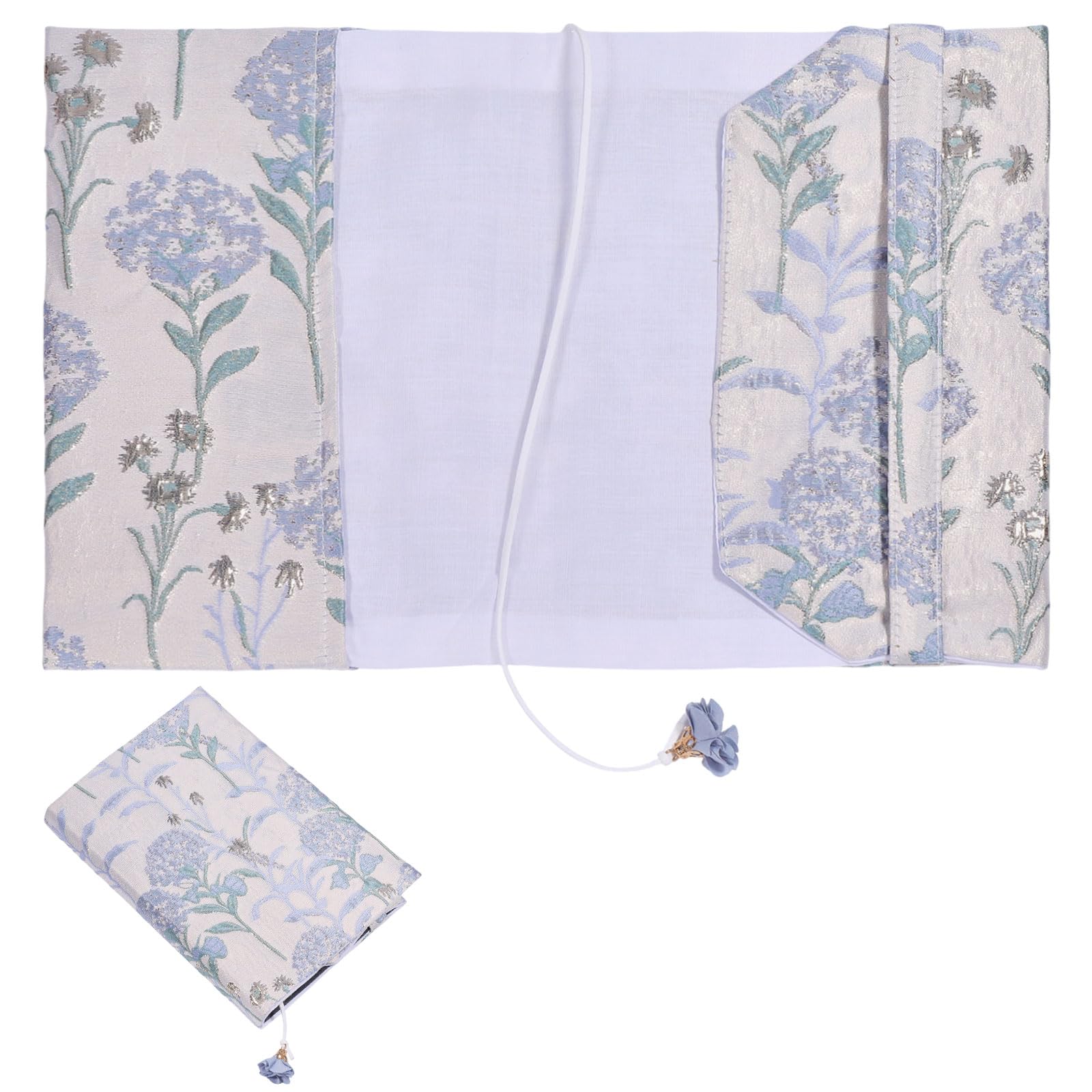 GLOBLELAND A5 Blue Dandelion Book Cloth Covers for Paperback with Ribbon Washable Soft Fabric Cover for 8.6x5.5inch Books Adjustable Protector for Notebook Bible Novels Hardcover