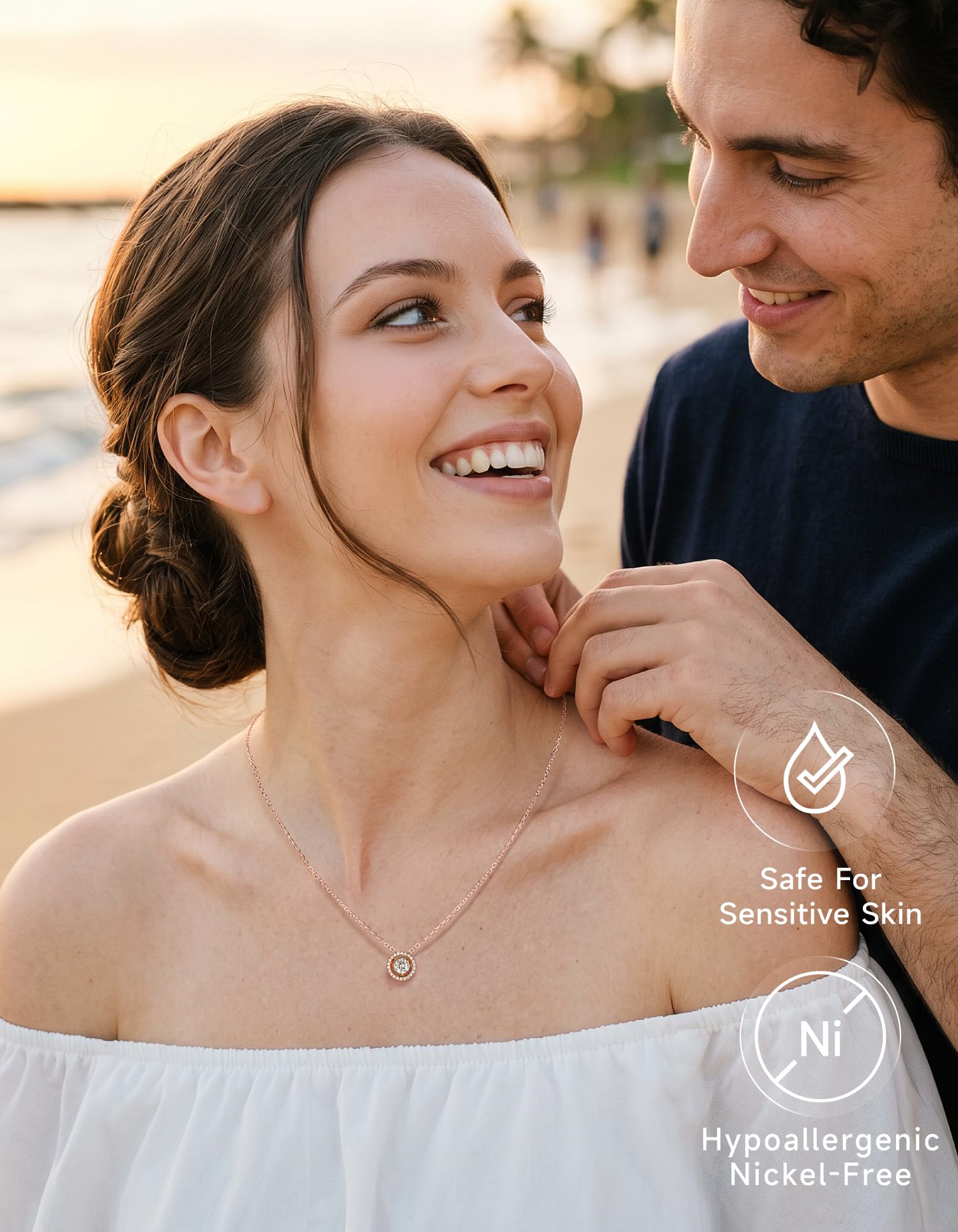 MomentWish Collar Bailarín para Mujer Plata 925, Moissanita 0,5/1 Quilate Brillante Cadena Bailarina Halo Dije Regalo de San Valentín para Mujeres