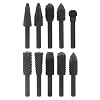 10pcs 6.3mm14 Inch Shank Rotary Rasp Set, Woodworking Twist Drill Bits, Electrical Tools Woodworking Rasp Chisel Shaped Rotating Embossed Grinding Head