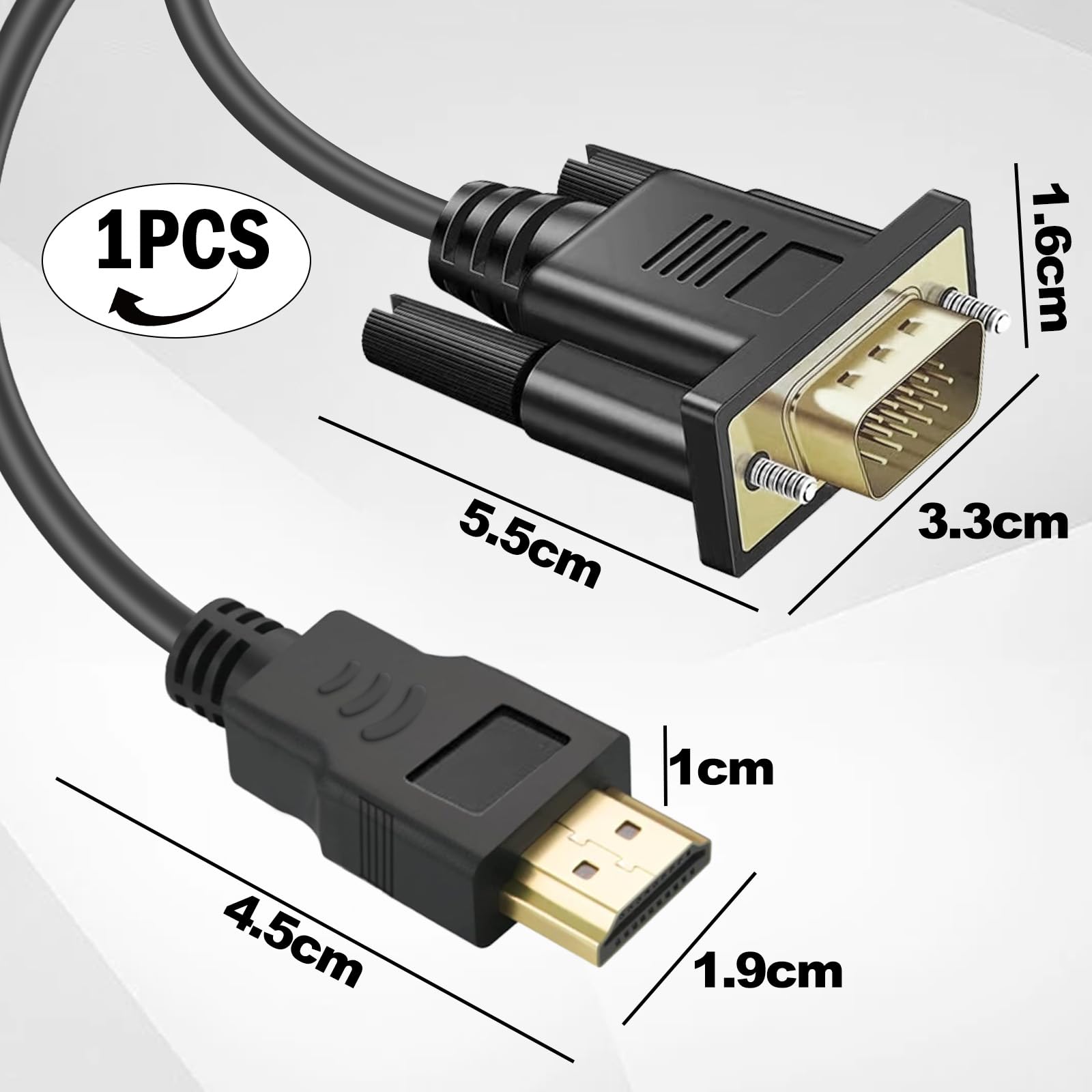 Cavo HDMI A VGA 1,8m - Adattatore Per Monitor PC, Proiettori E TV - Full HD 1080P - Foto 9