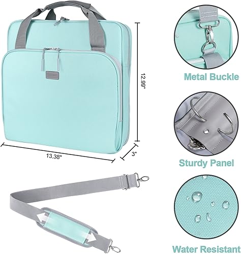 Miniatura 4 de Losong Carpeta con cremallera de 3 anillos de 2 pulgadas con correa para el hombro, capacidad de 500 hojas y múltiples bolsillos para organizador de