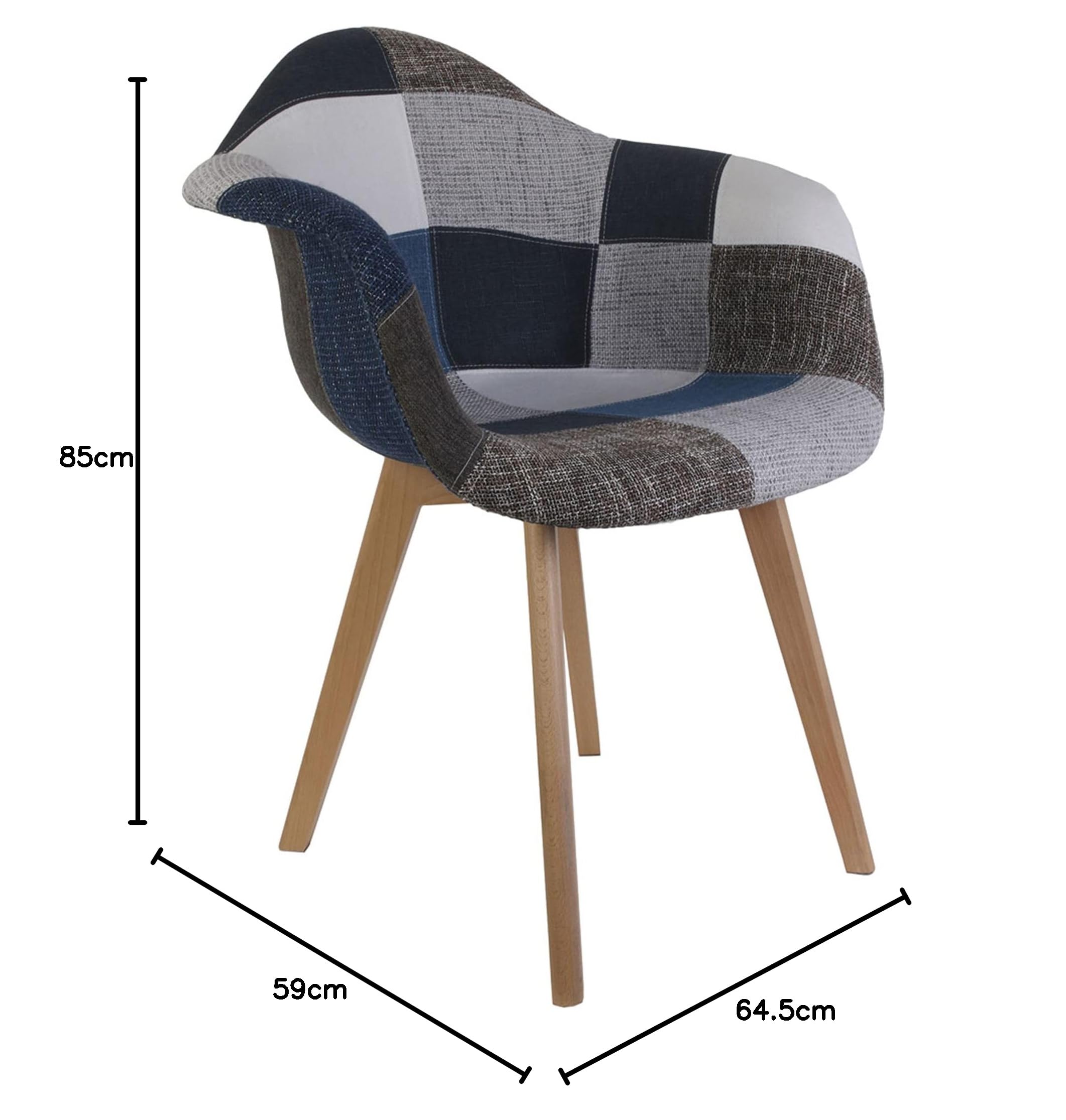 CMP Paris Fauteuil Patchwork - Bleu Et Gris