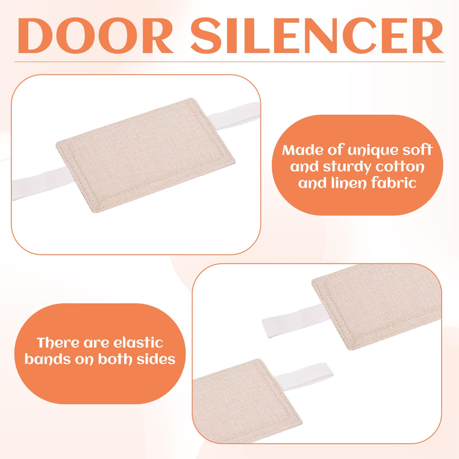 Anti Door Slam with Elastic Bands,3Pcs Door Slam Stopper,4" x 3" Door Silencer,Door Pads Stop Slamming,Quiet Door Closer Cushion,Door Jammer Cushion for Bedroom Nursery Elderly Room(Beige) - Image 3