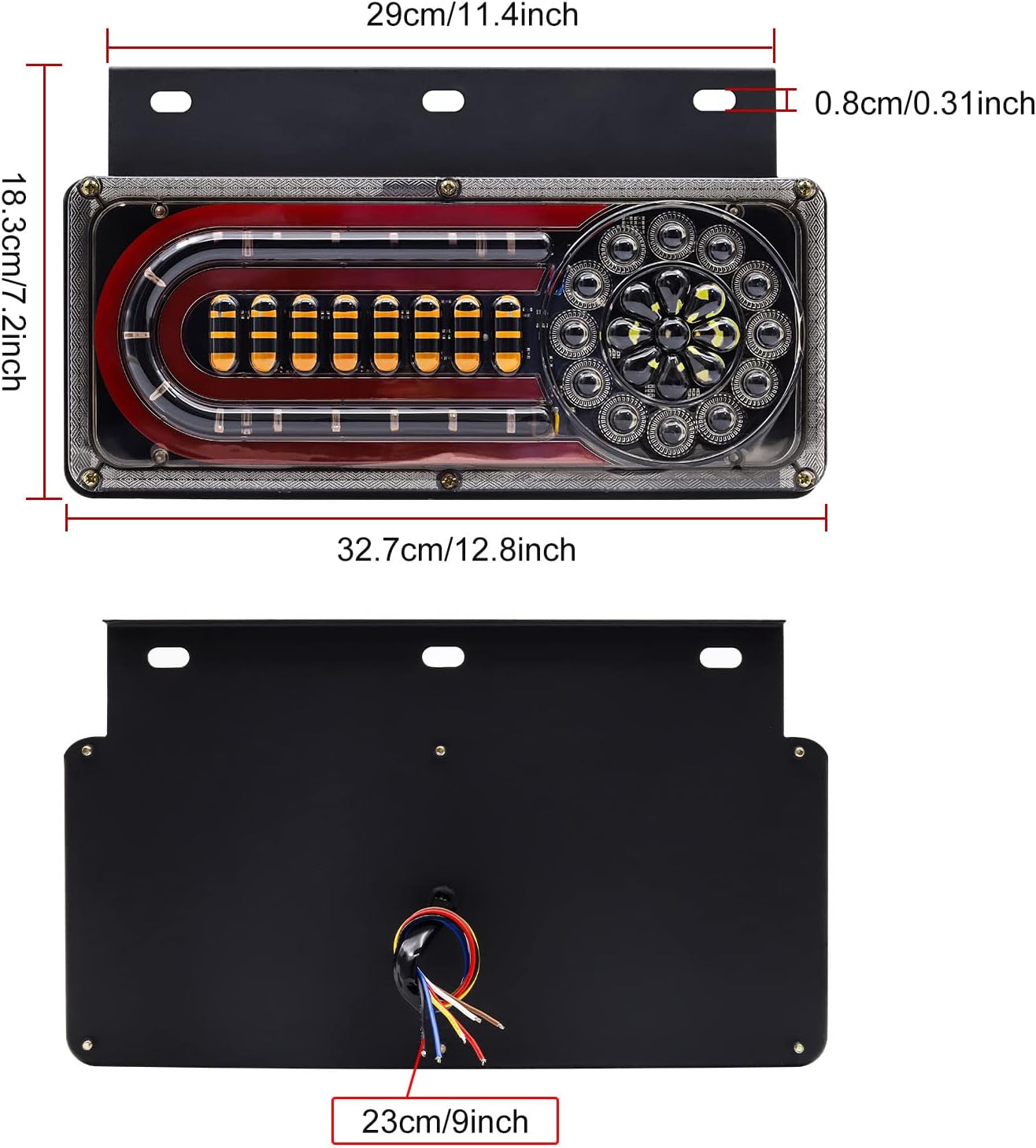 2PCS Trailer Tail Light 24V LED Indicator Brake Stop Lights for Trailers