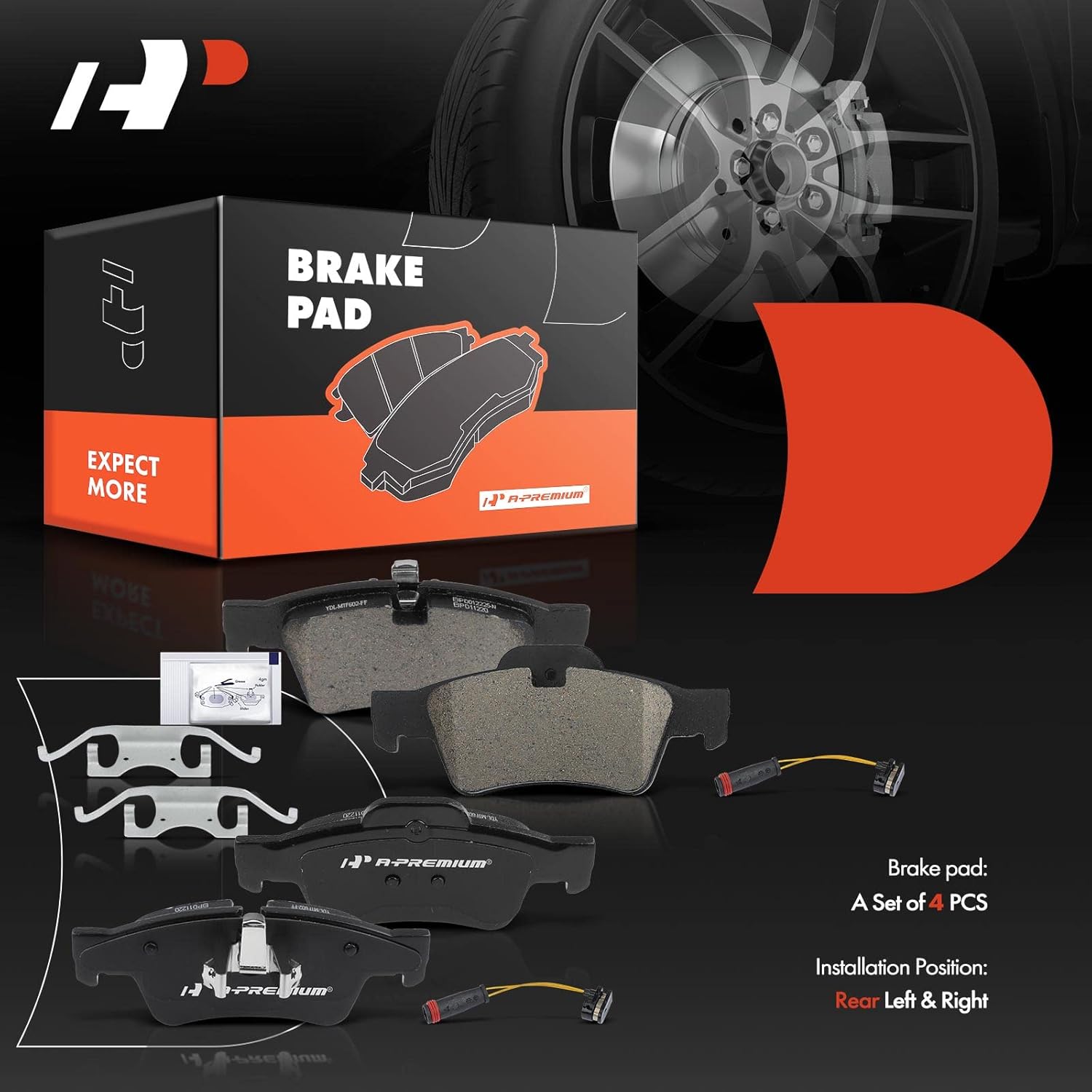 A-Premium Rear Ceramic Brake Pads Set Compatible With Mercedes-Benz Models - G55 AMG, G63, G65, GL320, GL350, GL450, GL550, ML320, ML350, ML450, ML500, ML550, R320, R350, R500