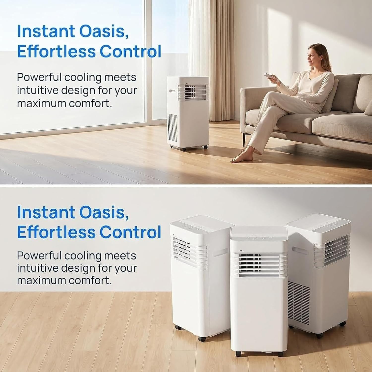 Aire Acondicionado Portátil 14000BTU con Kit de Instalación, 2 Velocidades, Bajo Consumo, Temporizador 24H, Pantalla Digital, Dual Frío, 5000 Btu, 5000 BTU