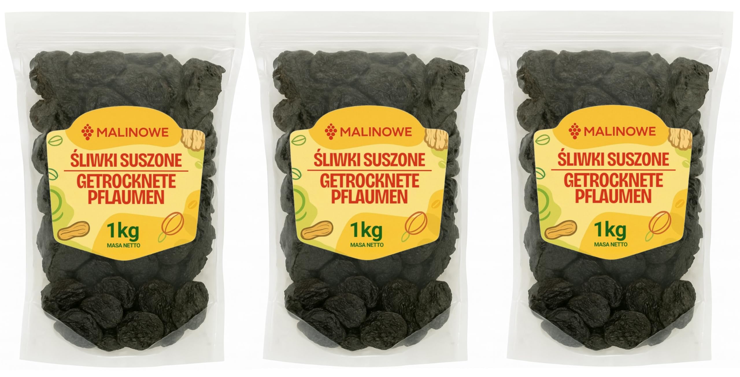 Malinowe ŚLIWKA SUSZONA 3x1kg Śliwki Bez Pestek