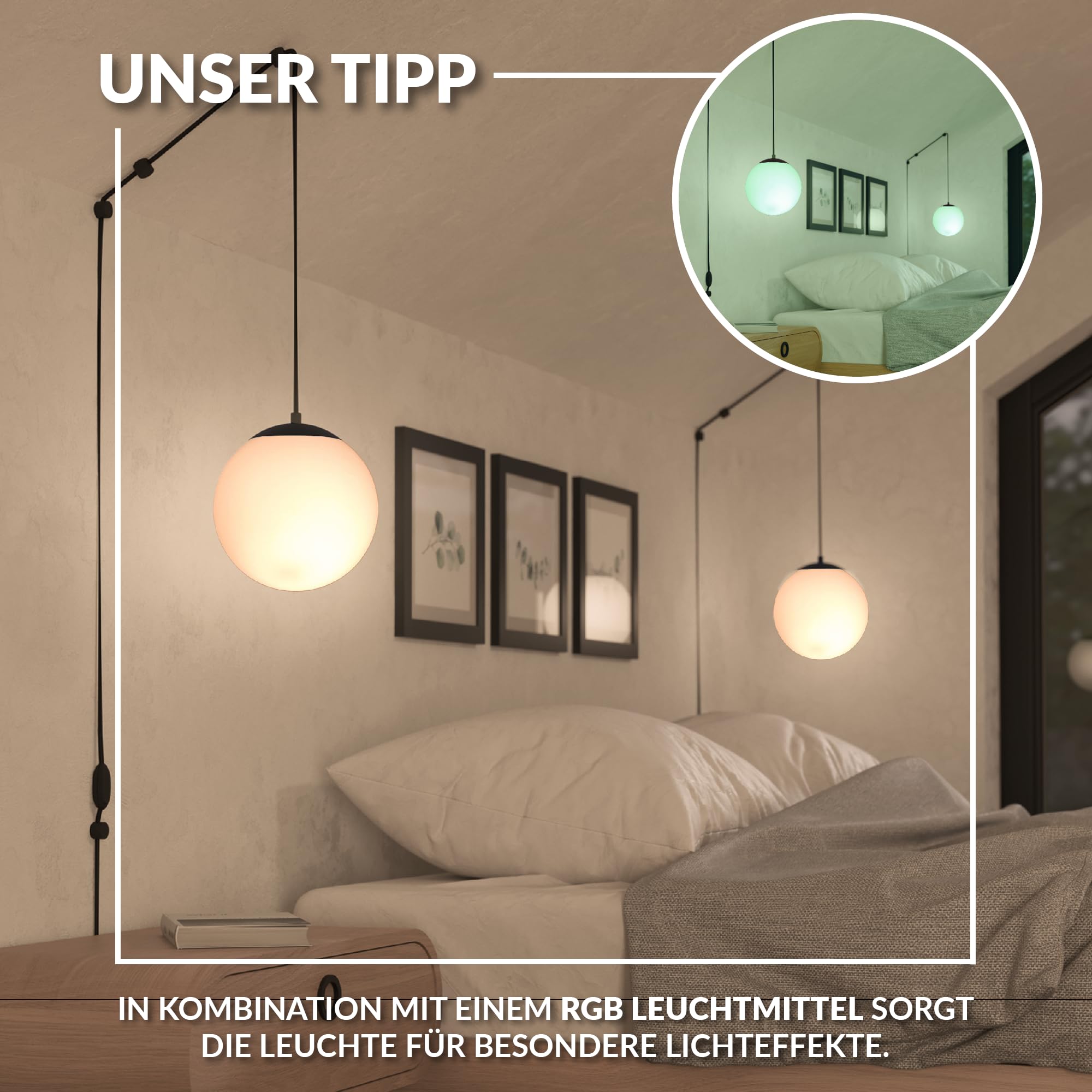 EGLO Hängelampe Rondo 3, Lampenfassung mit Kabel und Stecker