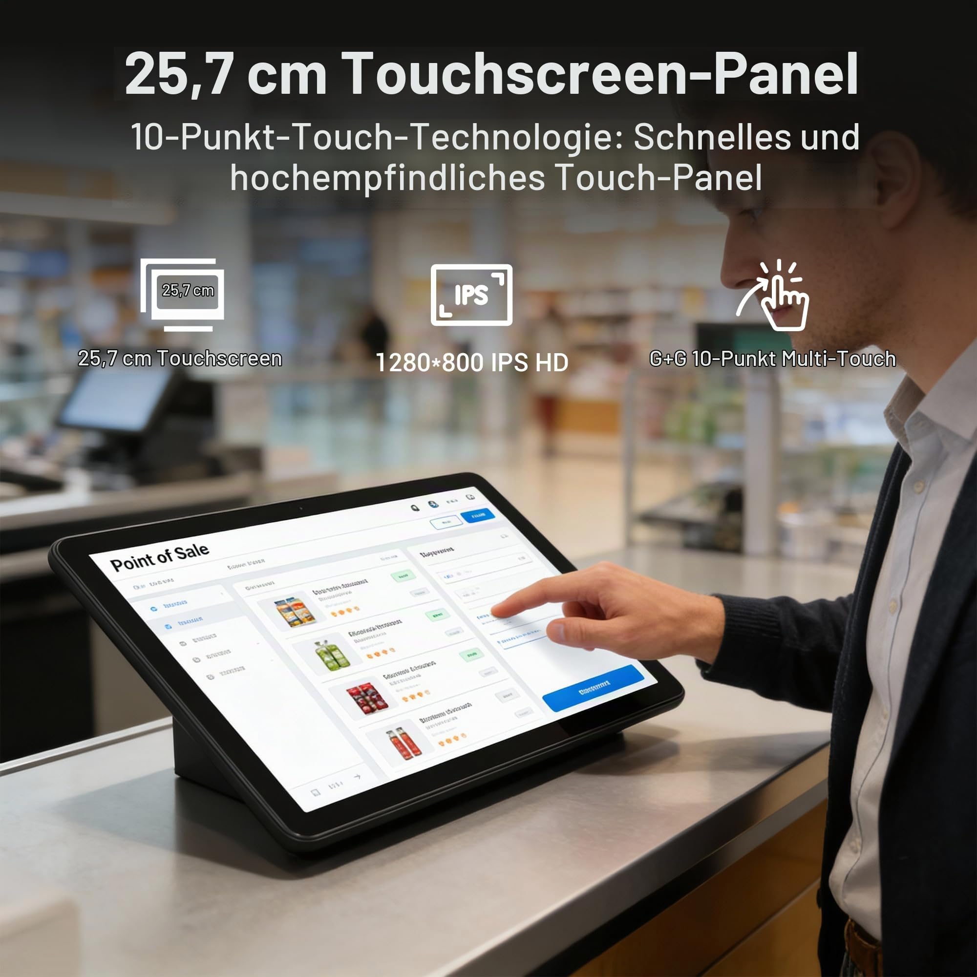 Robuster Industrie MINI PC mit Android 12, RK3399 Hexa-Core, 4GB RAM, 10,1 Zoll Touchscreen, IPS Display, G+G Touch, HDMI 4K, LAN, RS232, für Maschinensteuerung & Digital Signage
