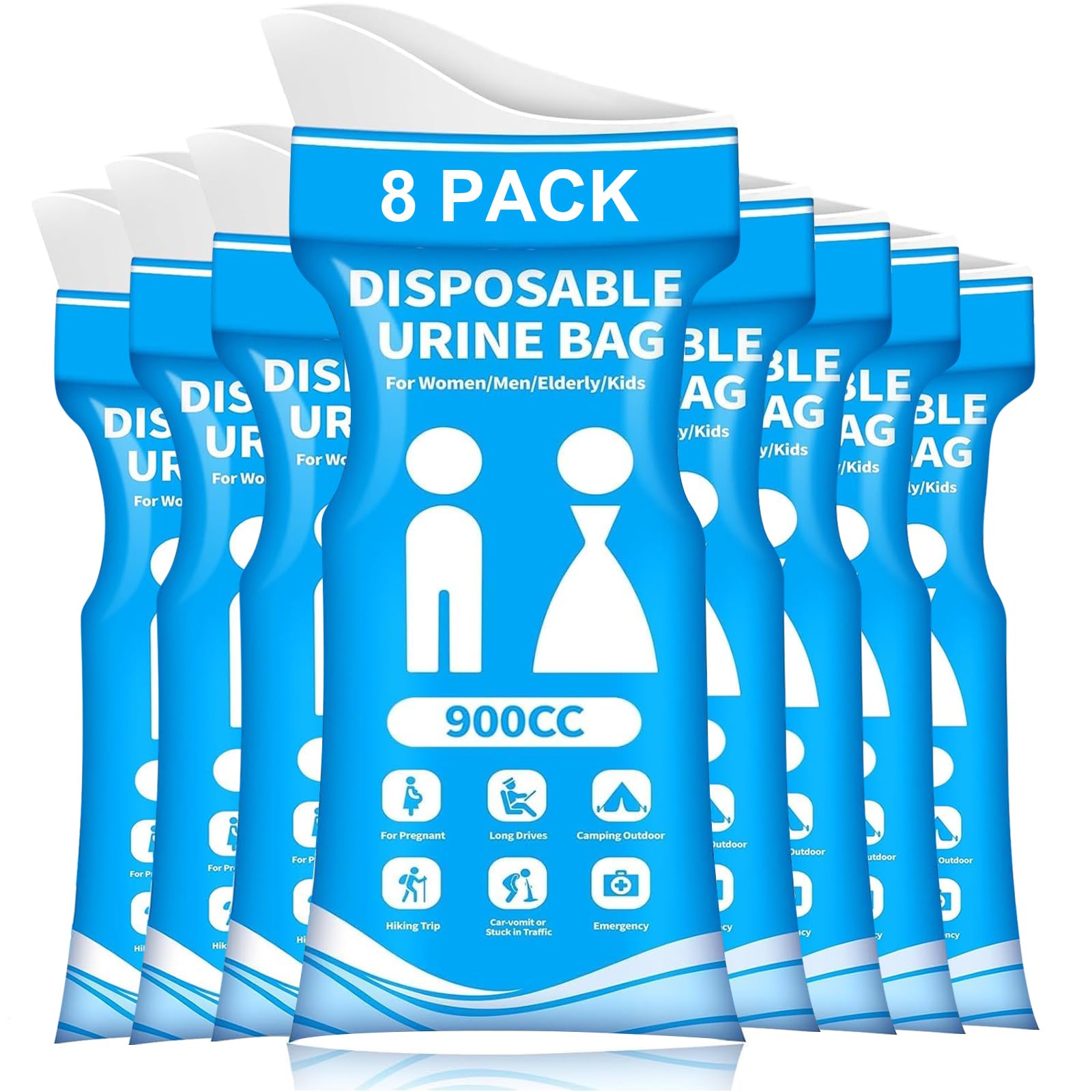 Disposable Urine Bag, Pee Bags for Travel for Women/Men, 900ML Emergency Portable Pee Bags and Vomit Bags, Urine Bag for Camping, Traffic Jams, Pregnant, Kids - 8/12/20/24PCS