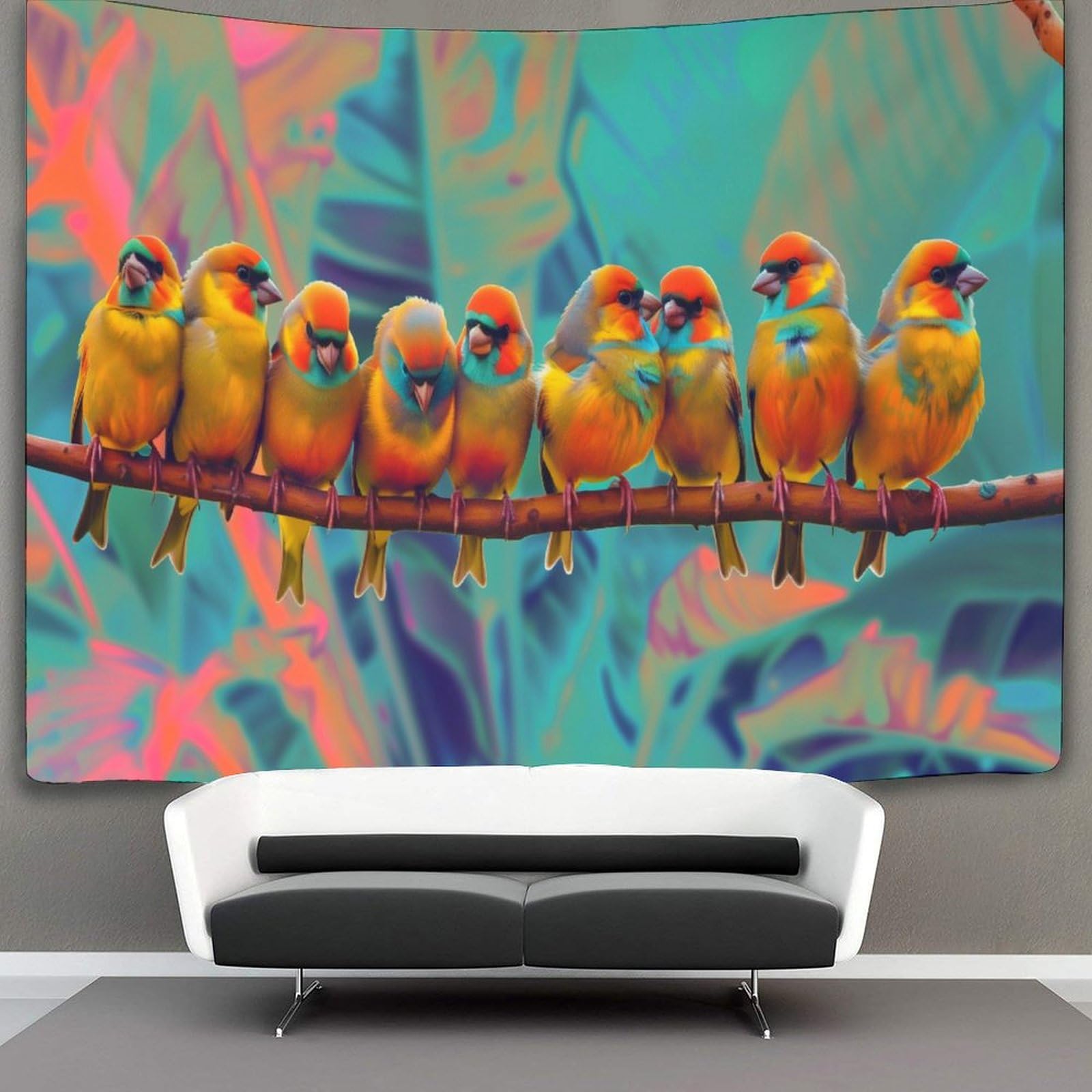 kaiyun Colorful Finch Birds Tapestry Holidays Tapestries 3D Wall Hanging Home Decorations for Room 180cmx230cm