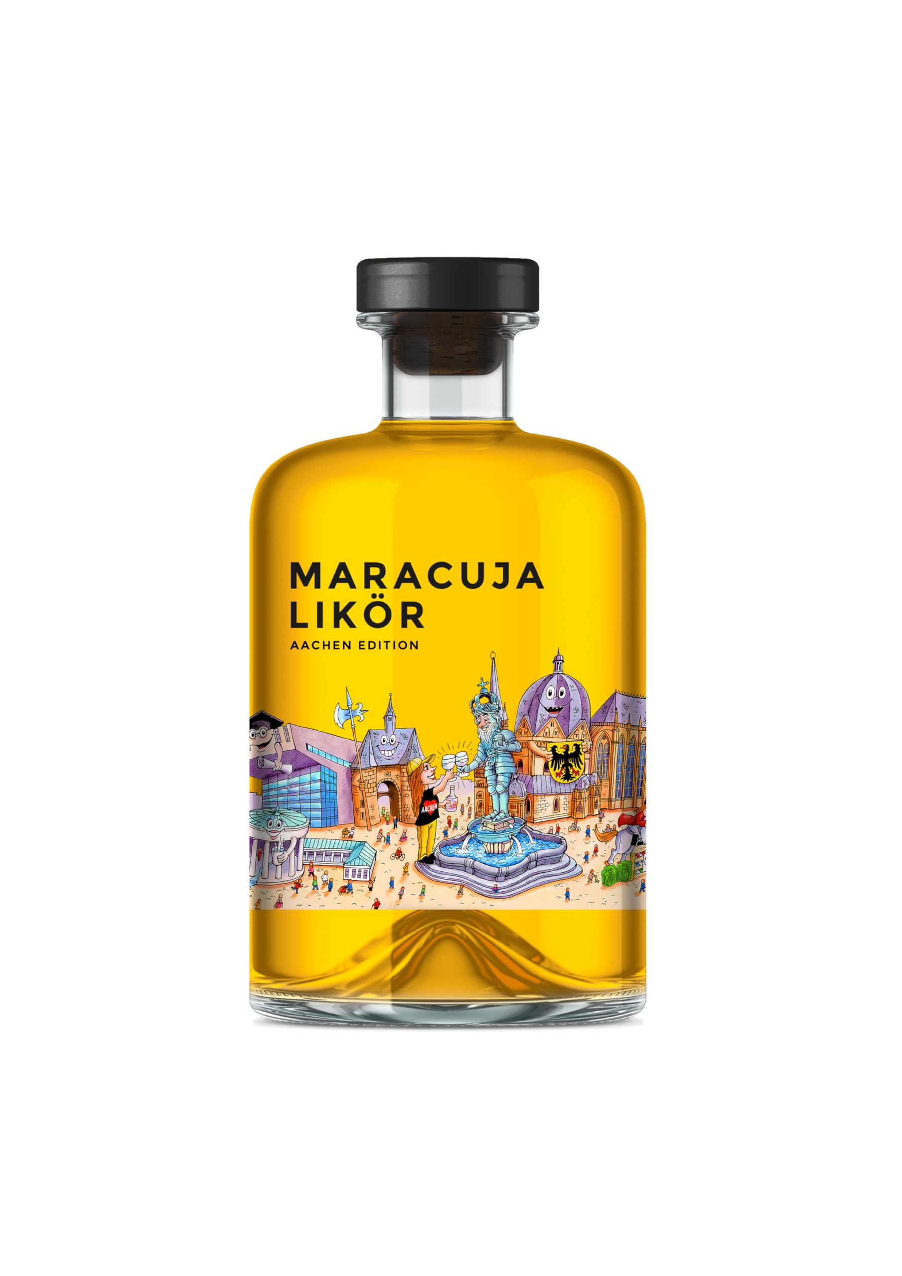 Maracujalikör Aachen Edition |mit Maracuja-Saft, exotisch | Aachener Skyline | Passionfruit Liqueur, Sommer, Sommerlikör | Aperitif, pur, Longdrink, Cocktails, Spritz | 500ml Einzelflasche | 15% Vol.
