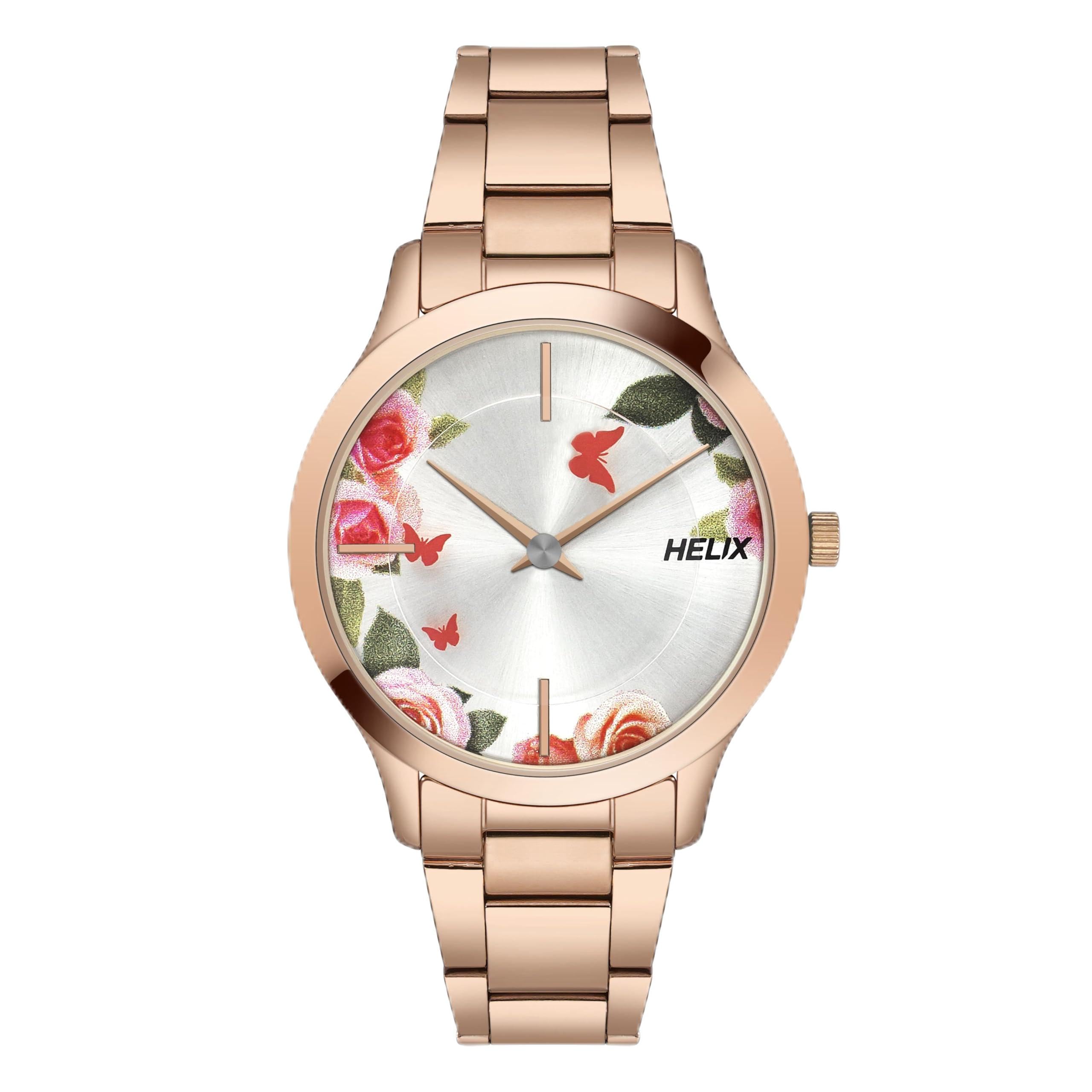 by Timex Analog Watch for Women with Silver Round Dial & Rose Gold Stainless Steel Bracelet Band Water Resistant Women's Wrist Watches - TW053HL07-image-8