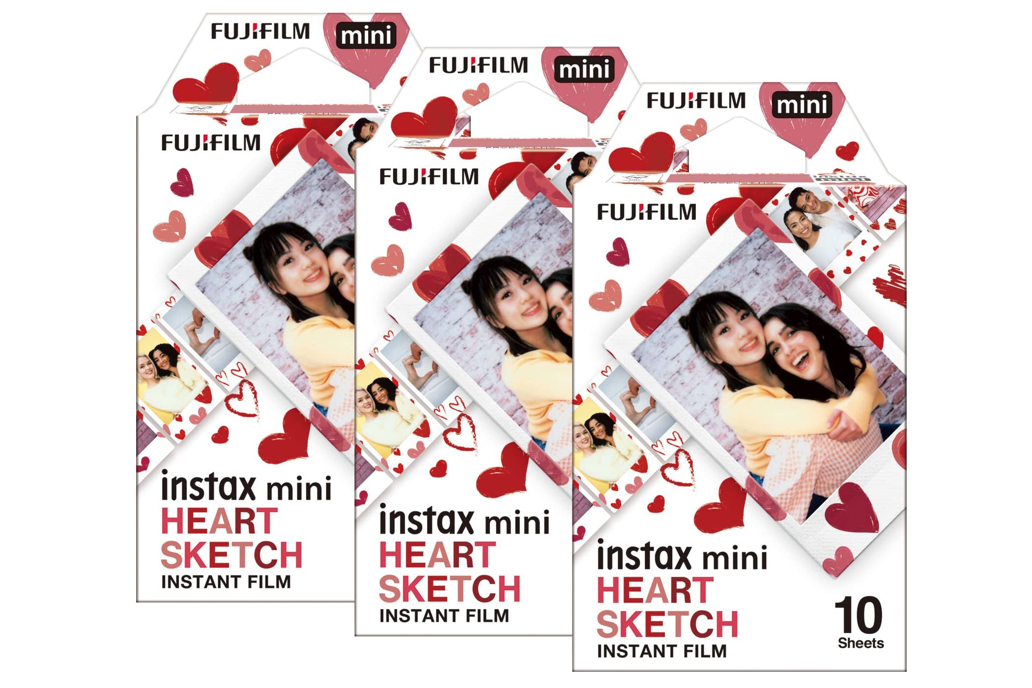Fujifilm Instax Mini Instant Photo Film - Heart Sketch (Pack of 30)