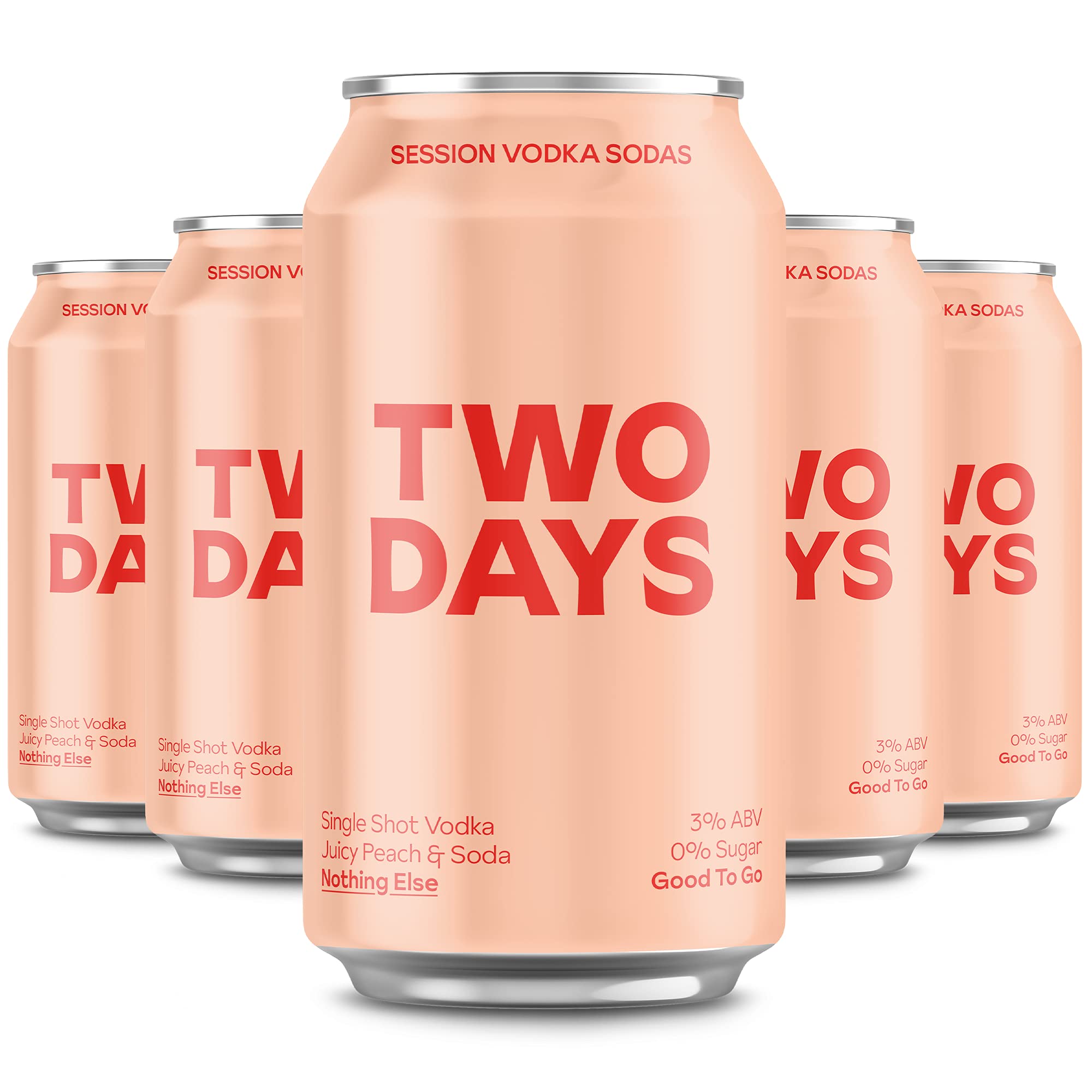 Buy Two Days Hard Seltzer, Vodka Peach Soda x 12 Cans, Single Vodka