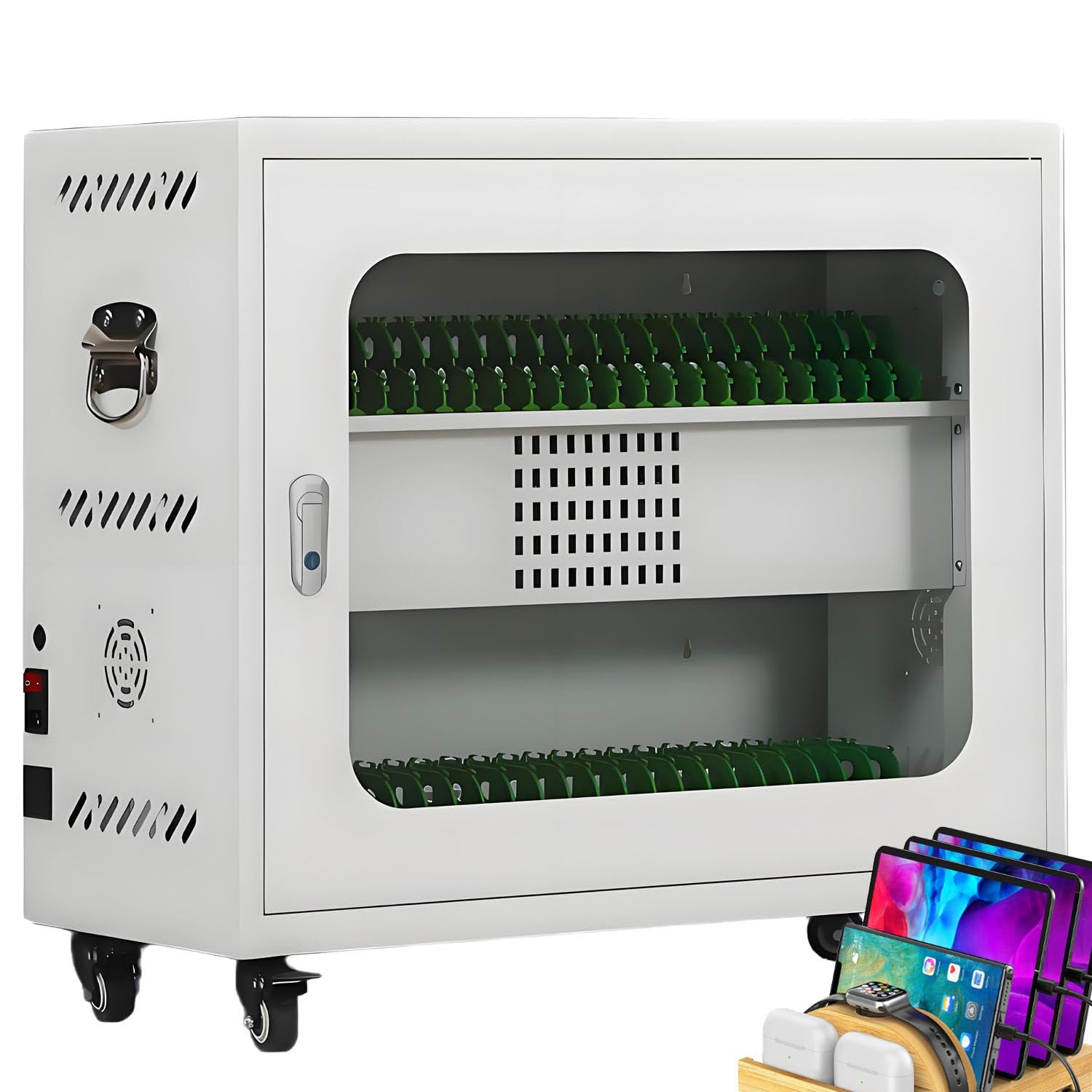 UORDBY 20-60 Slot Tablet Charging Station, Laptop & Phone Charging Cabinet, USB Fast Charging (5V 2A), With Universal Wheels And Lock, for Classroom Student Devices 50slots
