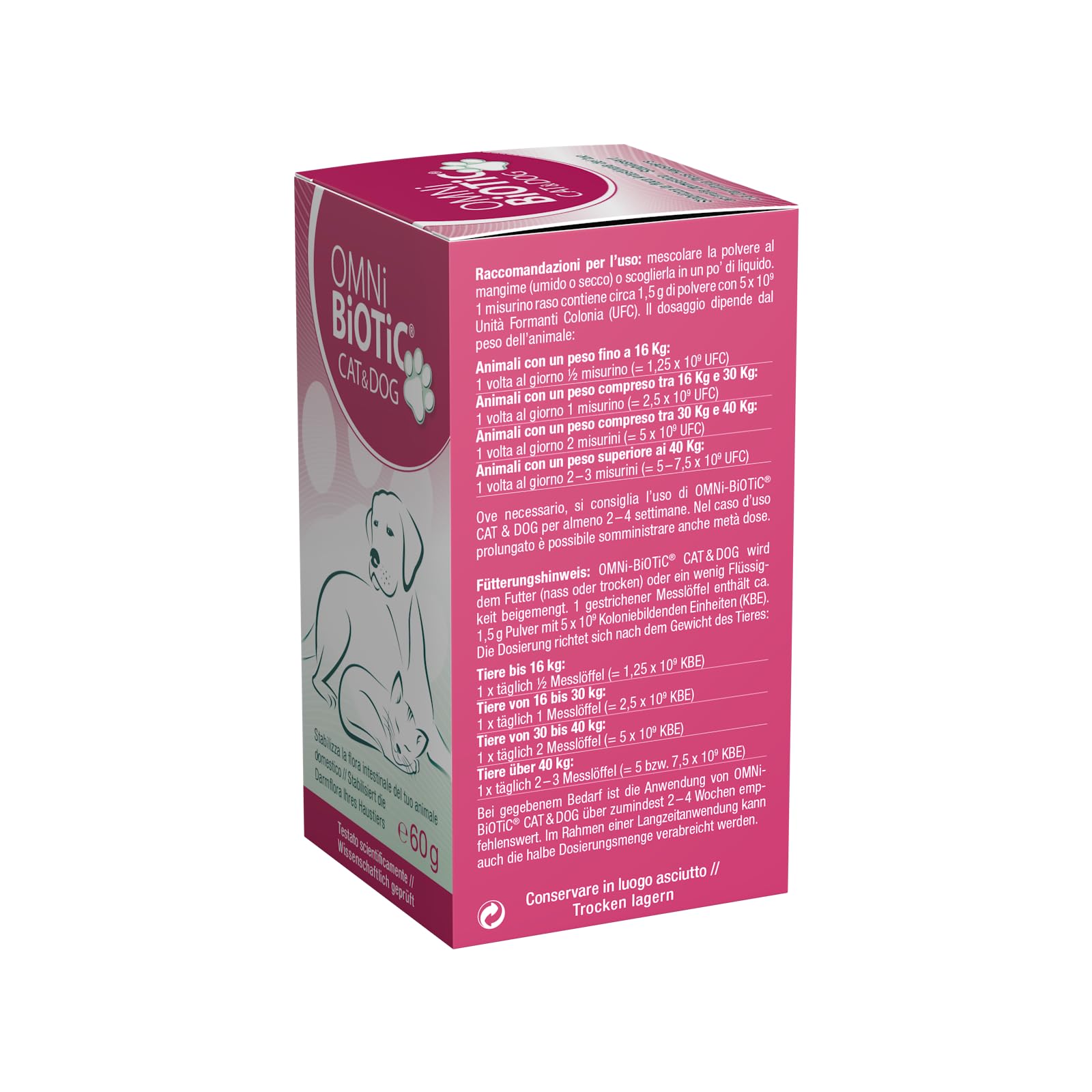 OMNi BiOTiC Cat & Dog | Polvere | Senza OGM | Senza glutine | 60g