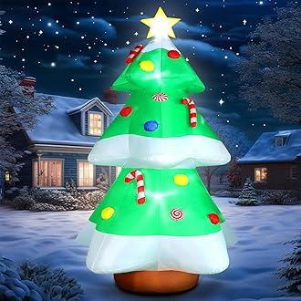 10FT Tall Christmas Tree Inflatables Outdoor Decorations, Large Inflatable Christmastree with Bright LED Lights & Colorful Candy Decor, Blow Up Xmas Decorations for Yard Garden Lawn Holiday Party