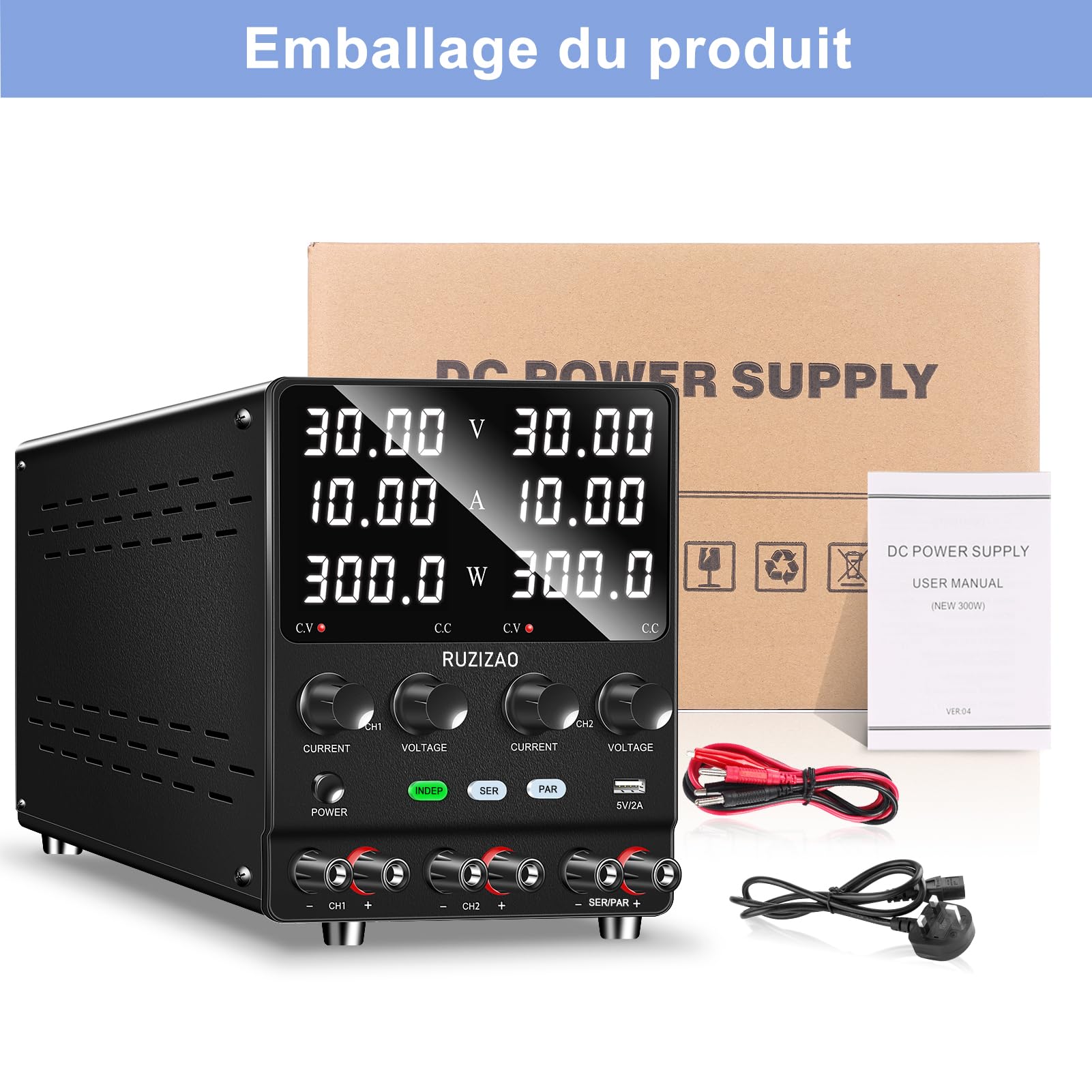 Alimentation de Laboratoire 30V 10A Série Parallèle Alimentation Réglable 60V10A 30V20A Encodeur DC Alimentation Réglable Double Sortie Alimentation de Laboratoire Réglable 4 en 1