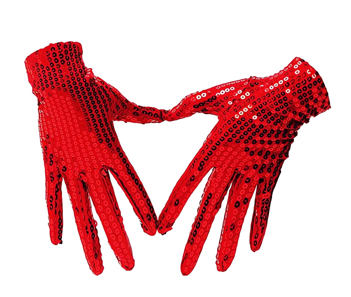 Samheng Women's Red Sequin Gloves, Unisex Wrist Length Glitter Gloves, Sparkling Sequin Dance Gloves For Adults Rave Party Costume Accessory, Shiny 80S Glitter Gloves For Skating Dressing Jazz Carnival Decoration