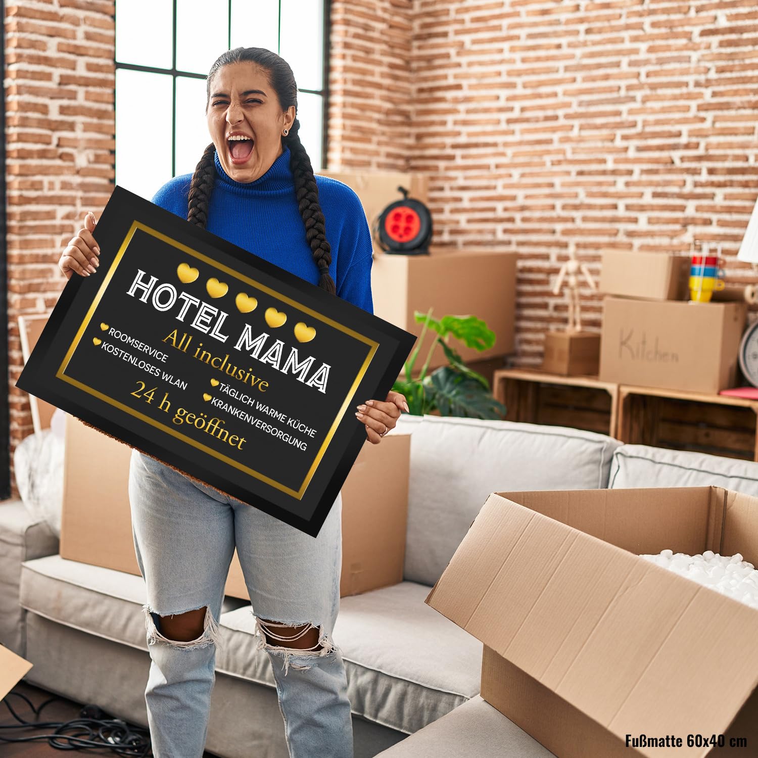 speecheese Hotel Mama - All Inclusive Fußmatte XXL in 50x75 cm als schöne und lustige Geschenkidee zum Muttertag oder Geburtstag für Deine Liebe Mama