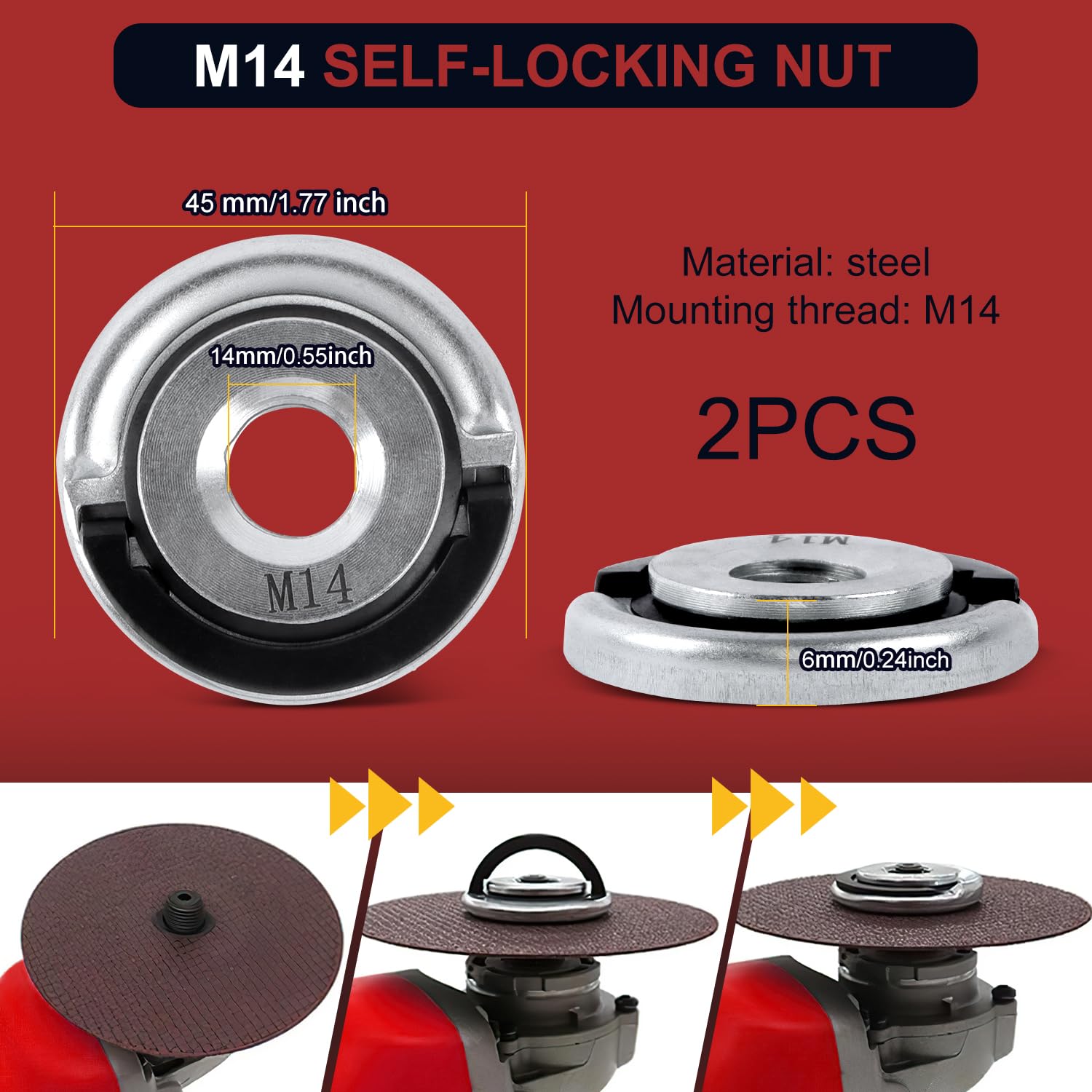 Dado S&r Dado Flangia Serraggio Rapido M14 Per Smerigliatrici - Compatibile Con Tutte Le Marche Dado Fisaggio Dischi - Foto 11