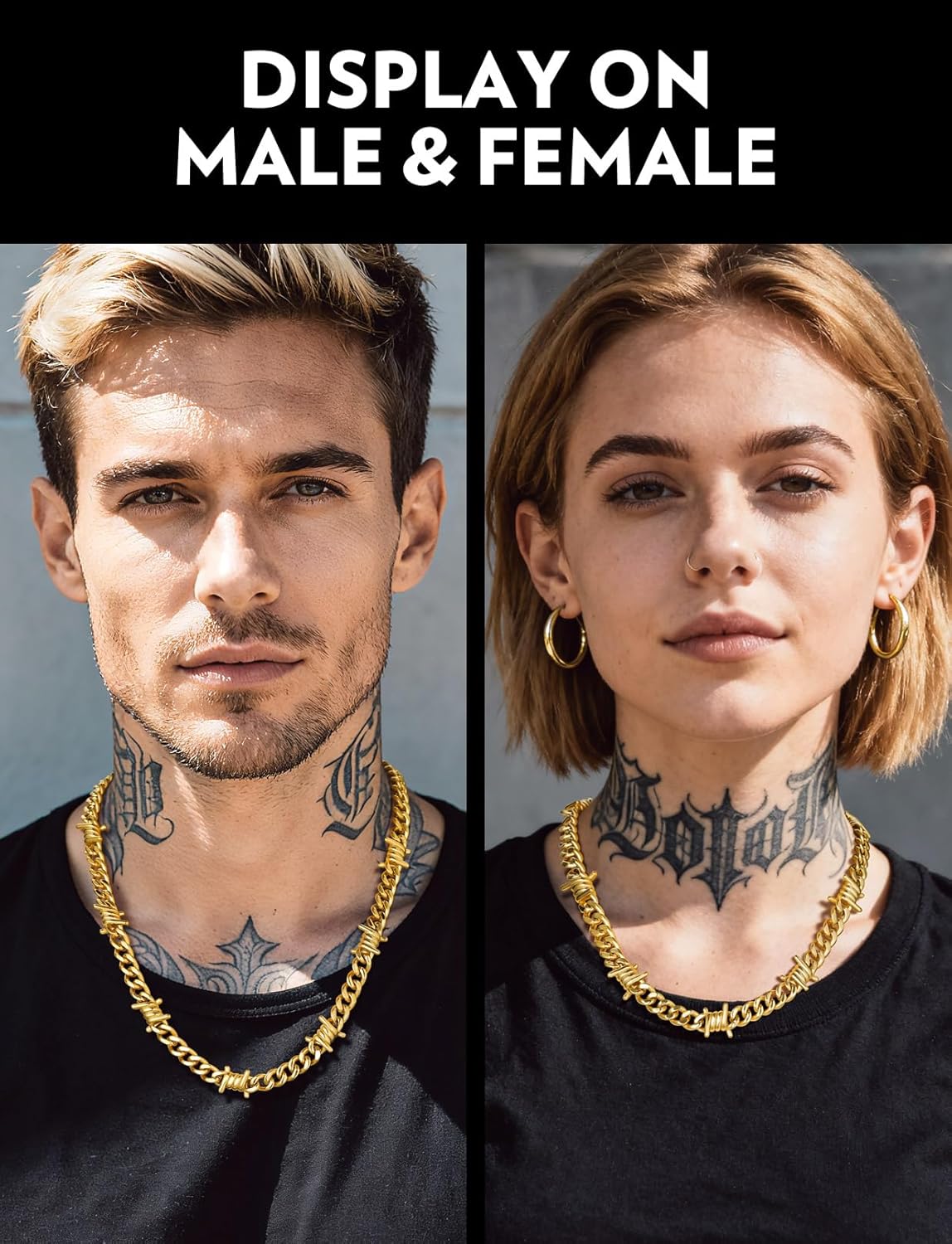 Bandmax Barbed Wire Cuban Chain Necklace for Women Men Stainless Steel/Black Thorns Choker Necklaces 16 Inch-22 Inch Punk Emo Chains Jewelry -Gift Packed