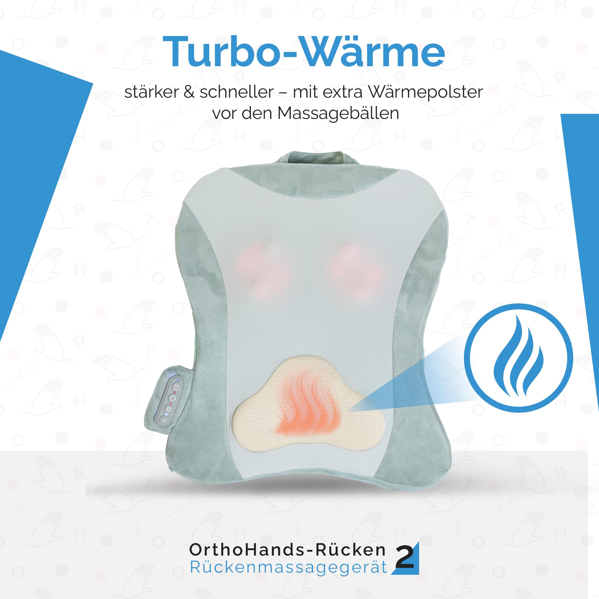 OrthoMechanik Rücken 2.0 - Rückenmassagegerät kabellos, mit Wärme | 4D-Massagebewegung, ultraflach & komfortabel für Büro & Zuhause