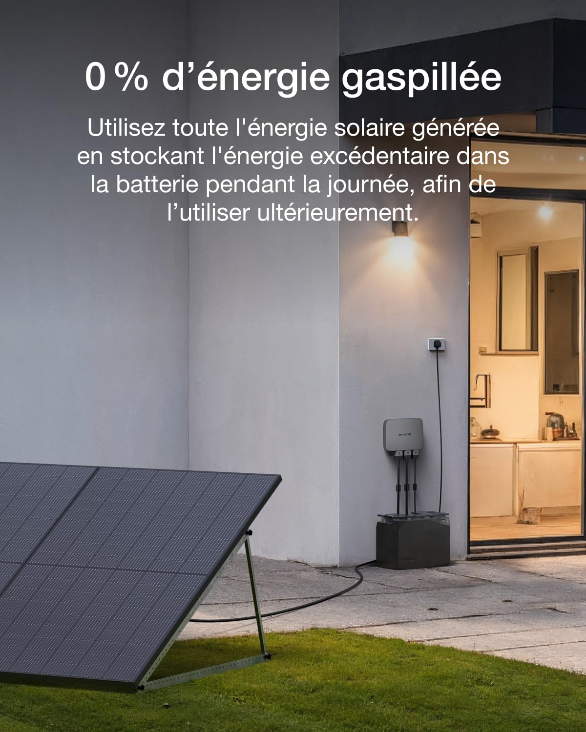 EcoFlow Powerstream Centrale de balcon avec mémoire 0% VAT, micro-onduleur couplé au réseau Wi-Fi 800 W, batterie étanche 2 kWh, panneaux solaires rigides de 400 W, 2 commandes par application,