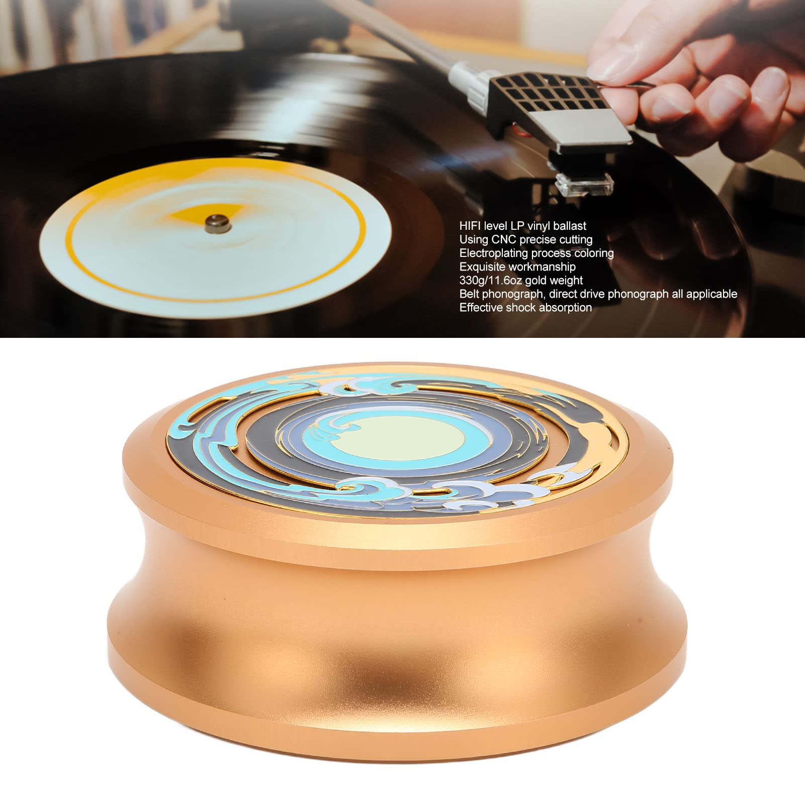 Stabilizzatore di Peso per Dischi LP, Stabilizzatore per Dischi in Vinile per Giradischi LP HiFi Morsetto per Pesi per Dischi, Stabilizzatore per Dischi LP Morsetto in Vinile per HiFi, per(oro)