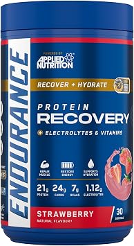 Applied Nutrition Endurance - Post Exercise Recovery Drink, Protein Powder with Carbohydrates Electrolytes BCAAs Vitamins & Minerals 1.5kg - 30 Servings Strawberry