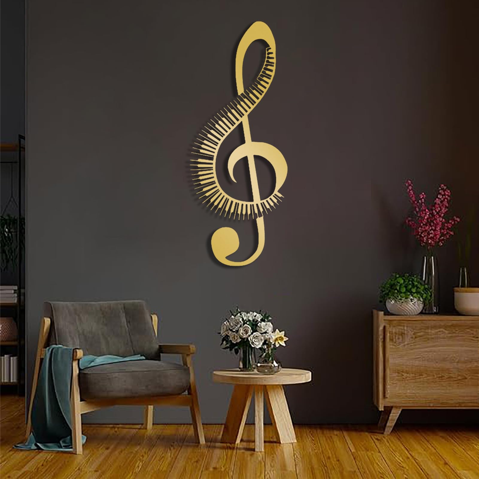 Genérico Arte de Pared con Notas Musicales de Metal, partituras Musicales de Metal, decoración para el hogar con Notas Musicales para Sala de Estar, Dormitorio, Pasillo y escaleras, Regalo Natur