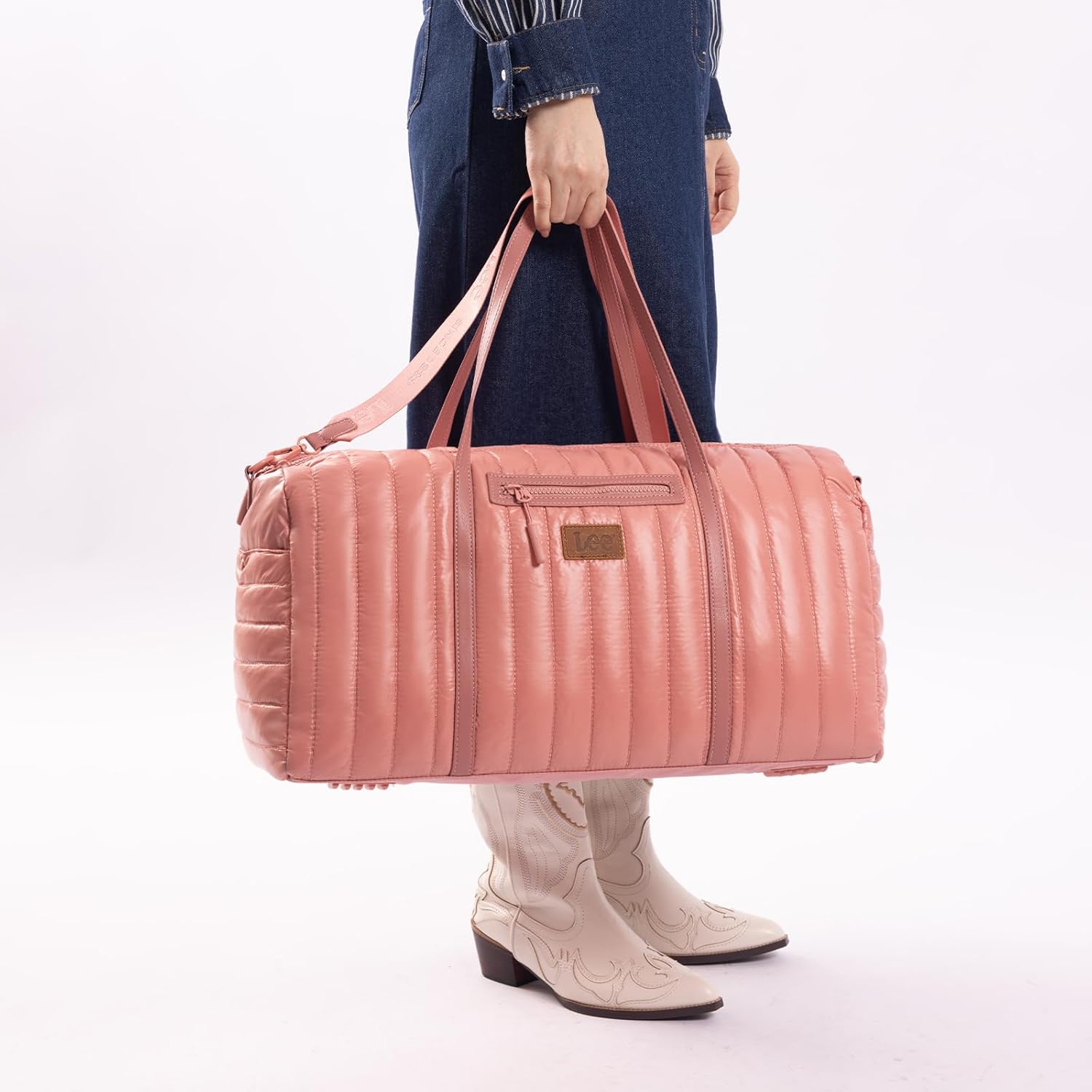 Lee Quilted Travel Duffel Bag for Women, Large Soft Puffy Lightweight Weekender Gym Bag with Adjustable Strap Water-Resistant Overnight Carry On Bag for Trips Sport Airplane Hospital - Image 2