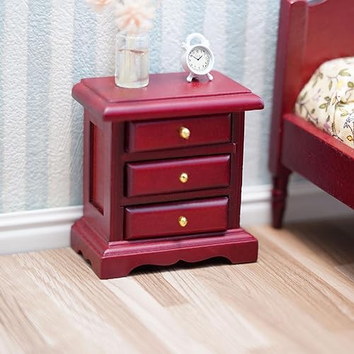 Miniatura 3 de Mesita de noche en miniatura 112, muebles, casa de muñecas, mesita de noche, dormitorio, cajón, gabinete, modelo, accesorios, mini, escena,