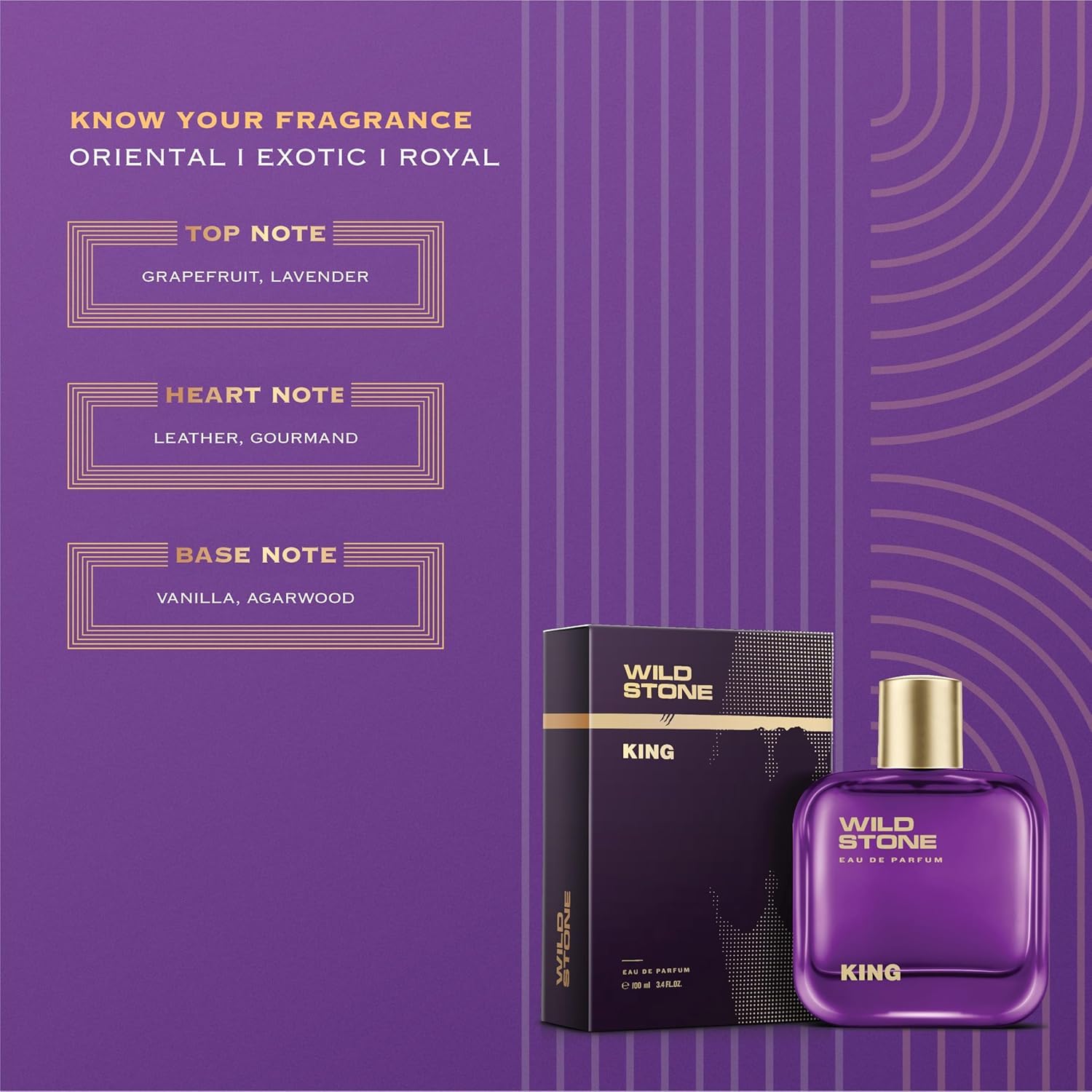 Wild Stone King Perfume for Men, 100ml| Luxury Eau De Parfum | Long-Lasting Fragrance | Best Gift for Him l Premium Perfume for Men l Infused with Woody & Oriental Notes 2