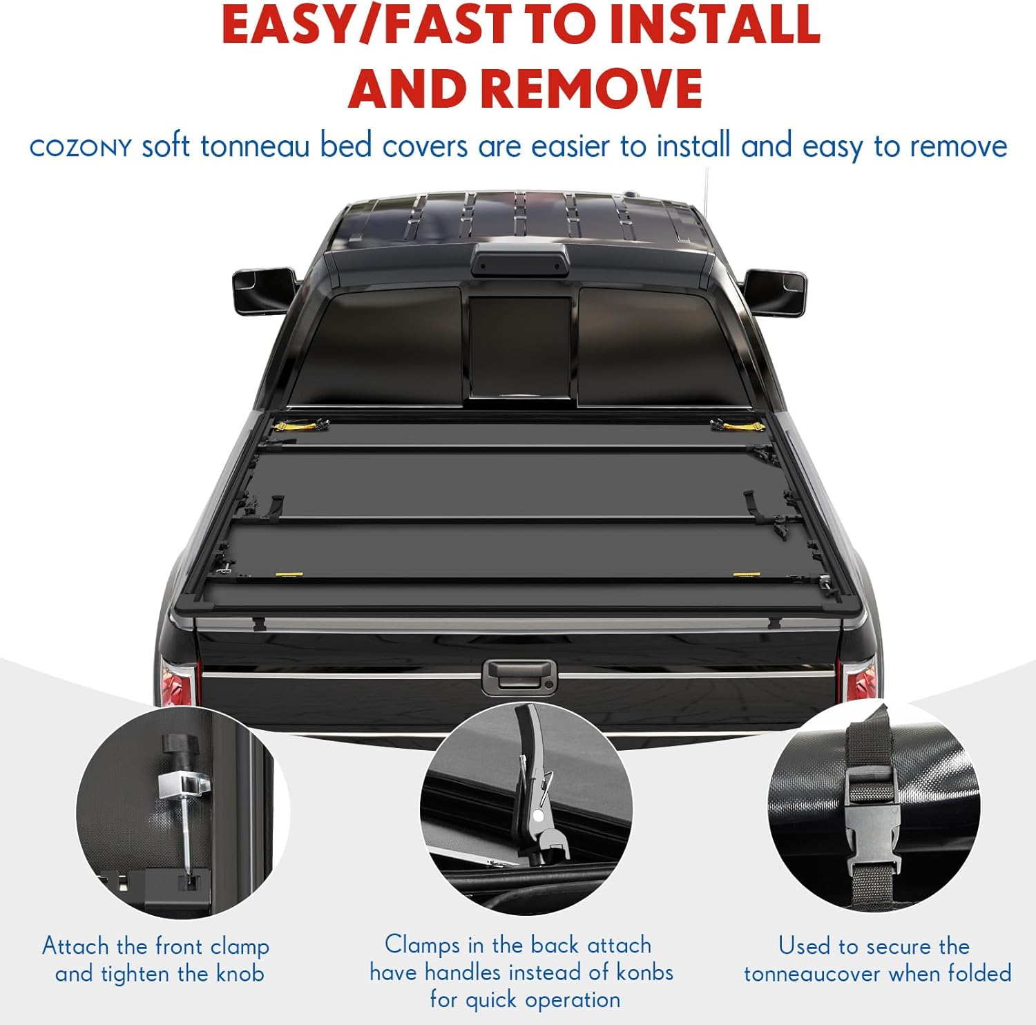 Soft Tri-fold Truck Bed Tonneau Cover Compatible with 2015-2025 Ford F150 Styleside 6.5ft Bed