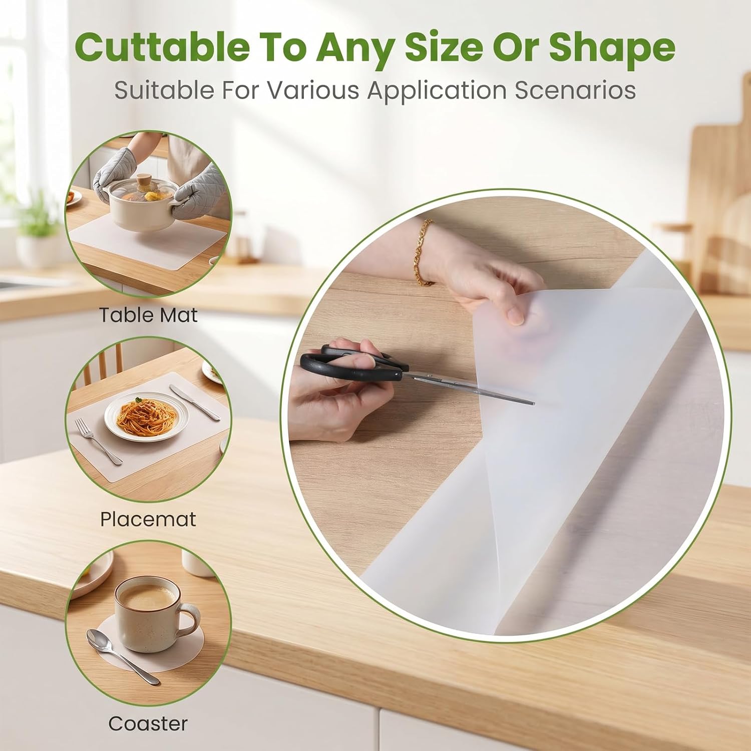 4 Pcs Clear Countertop Protector Mat, Silicone Mat for Table Top Clear