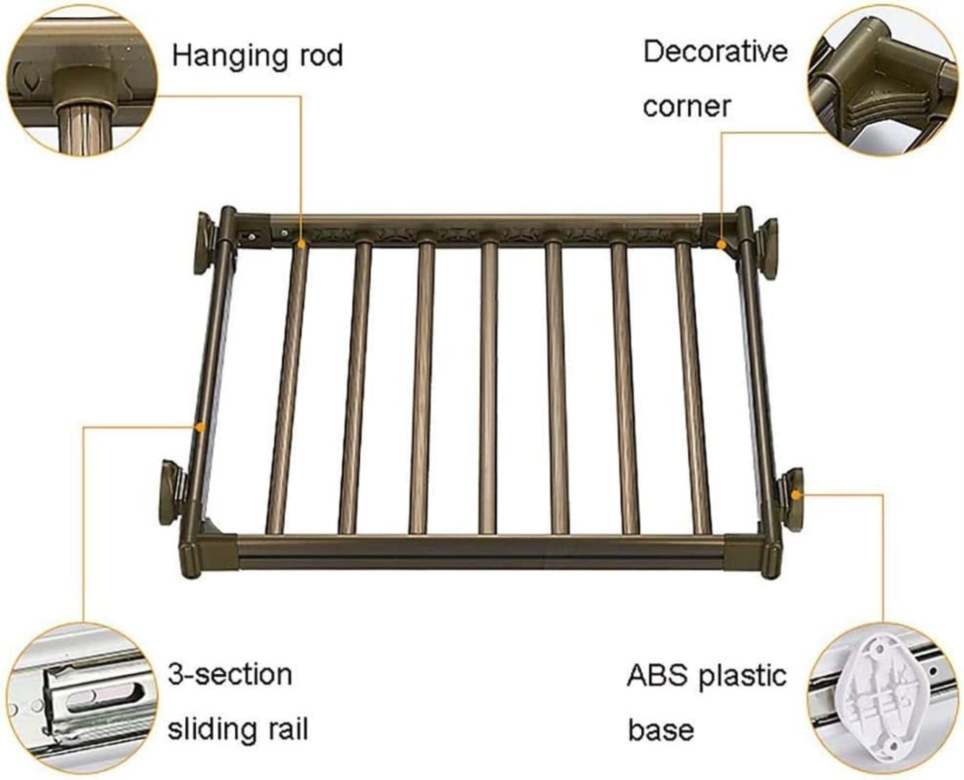 Extraíble Pantalonero para Armario Colgador de Pantalones Aadjustable Cajón para Pantalones Soporte para Corbatas Barra Extensible Ahorra Espacio Accesorios de nización.