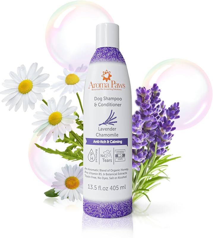 Shampoo e Condicionador 2 em 1 para Cães com Lavanda e Camomila Aroma Paws, Pele Sensível, 399 mL