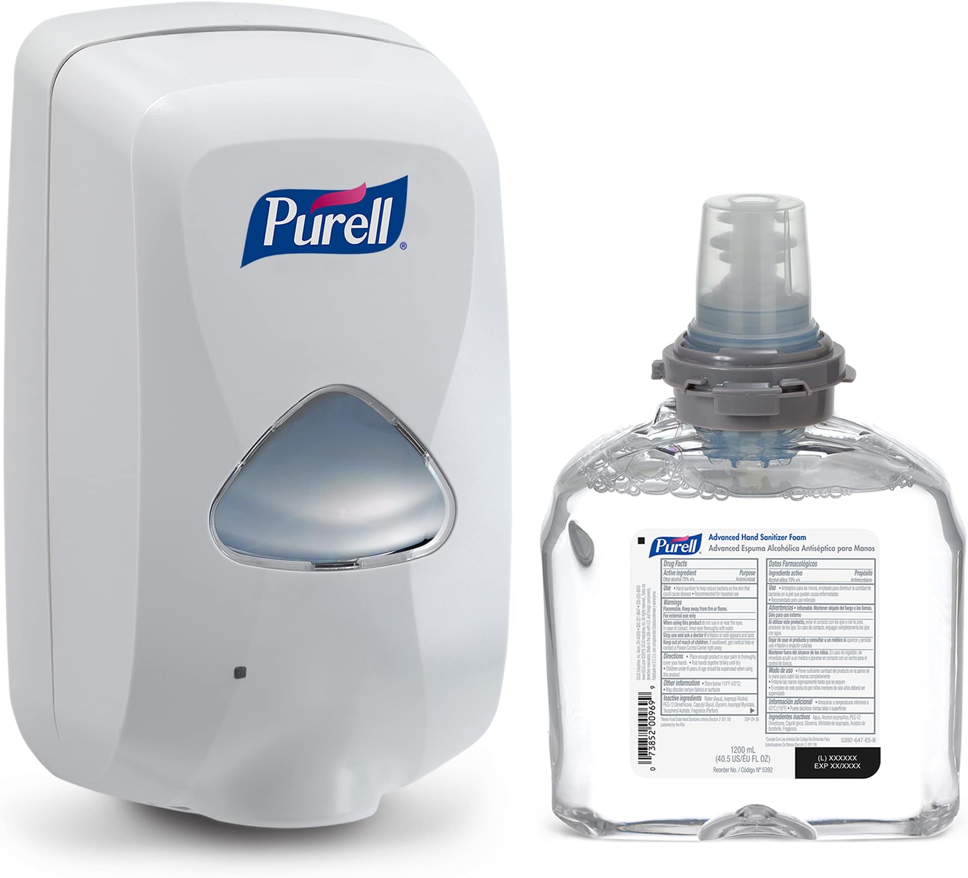 PURELL Advanced Hand Sanitizer Foam TFX Starter Kit, 1-1200 mL Foam Hand Sanitizer Refill + 1 - PURELL TFX Dove Grey Touch-Free Dispenser – 5392-D1 1 Pack 5392-D1 1