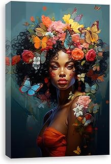 DOARTDO African Black Woman Canvas Wall Art Abstract Color Girl Portrait...