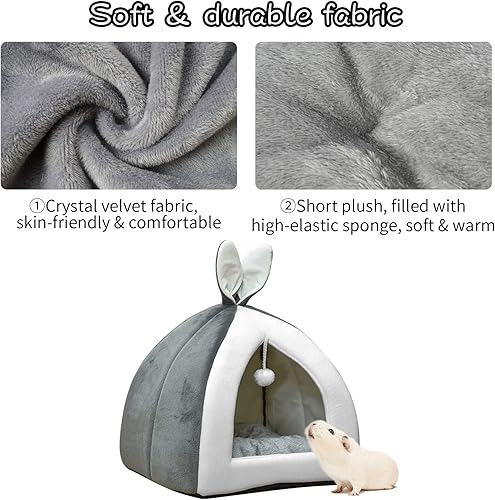 Miniatura 2 de Fhiny Cama de conejito de indias, acogedora, para hámster, cama de conejo, nido de invierno, jaula de conejo enano, accesorios para chinchilla,
