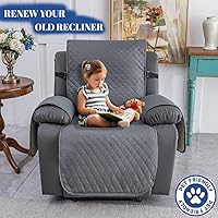 Vista 2 de XINEAGE Funda para Sillón Reclinable Resistente al Agua, Fundas Antideslizantes para Silla Reclinable para Silla Reclinable con Bolsillos, Fundas